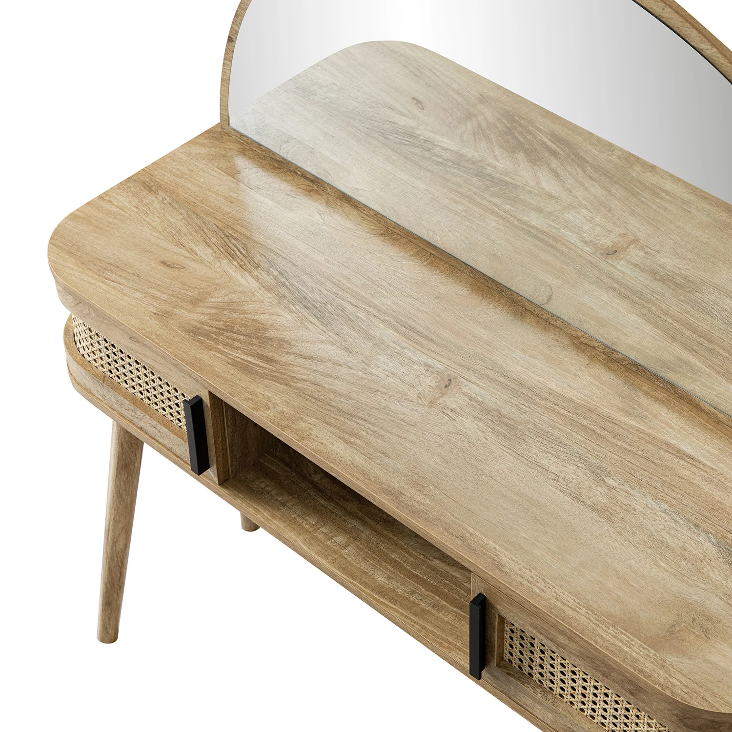 Izzy Curved Rattan Dressing Table, Natural - Image 15