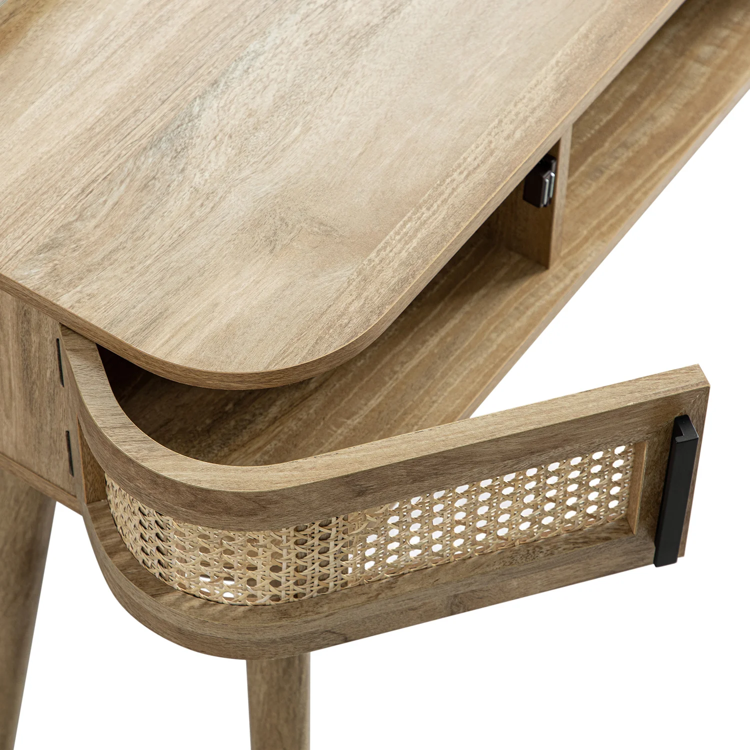 Izzy Curved Rattan Dressing Table, Natural - Image 16