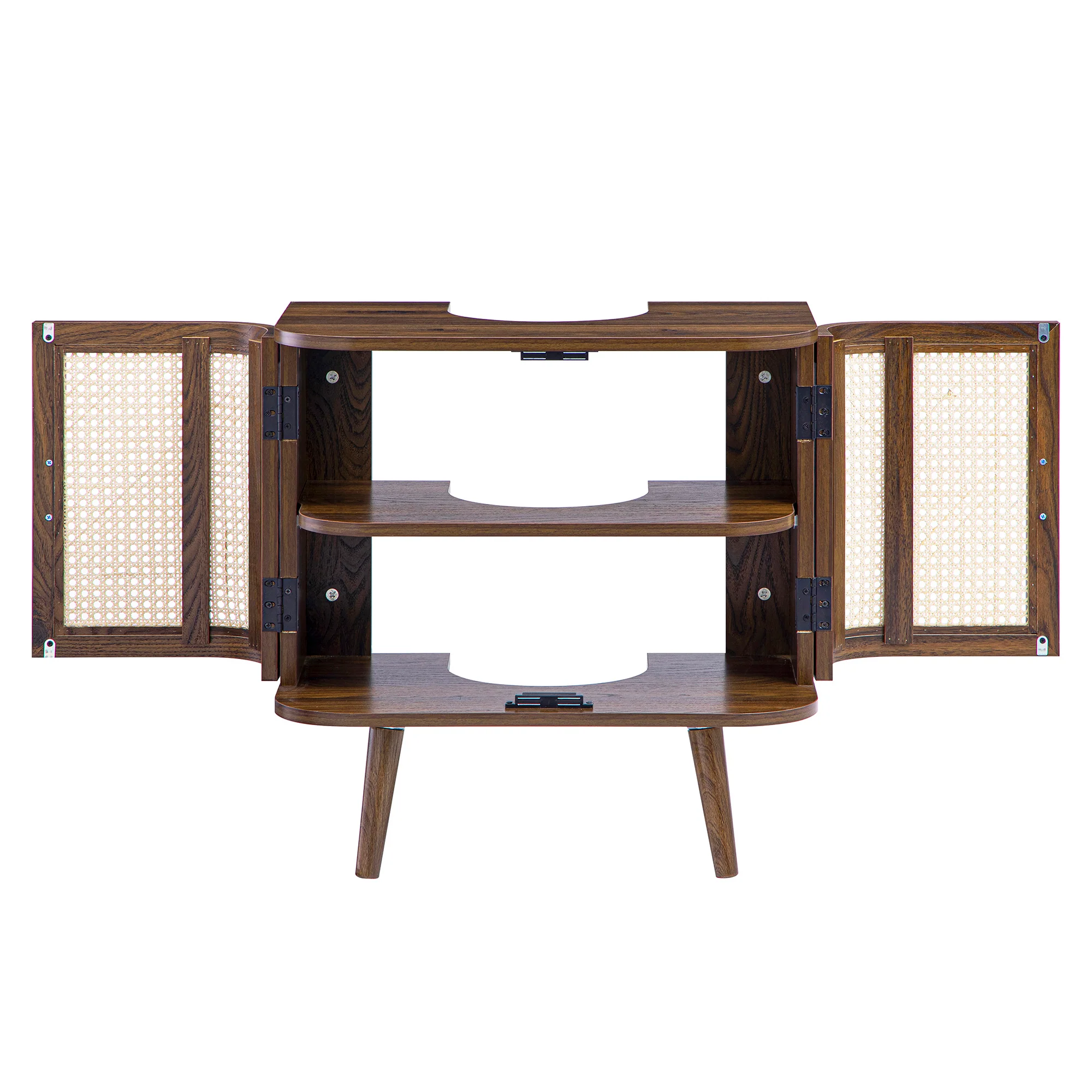 Izzy Curved Rattan Undersink Unit, Walnut - Image 10