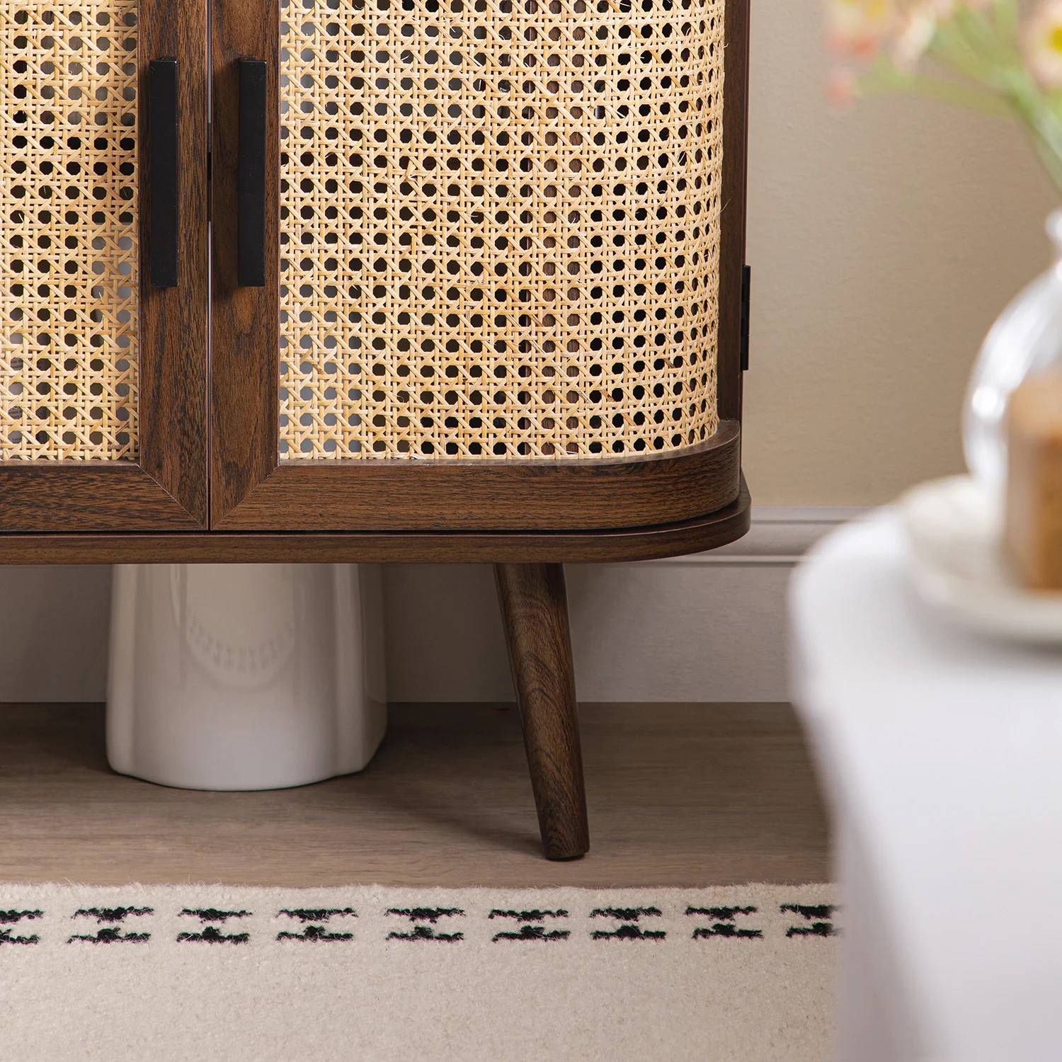 Izzy Curved Rattan Undersink Unit, Walnut - Image 5
