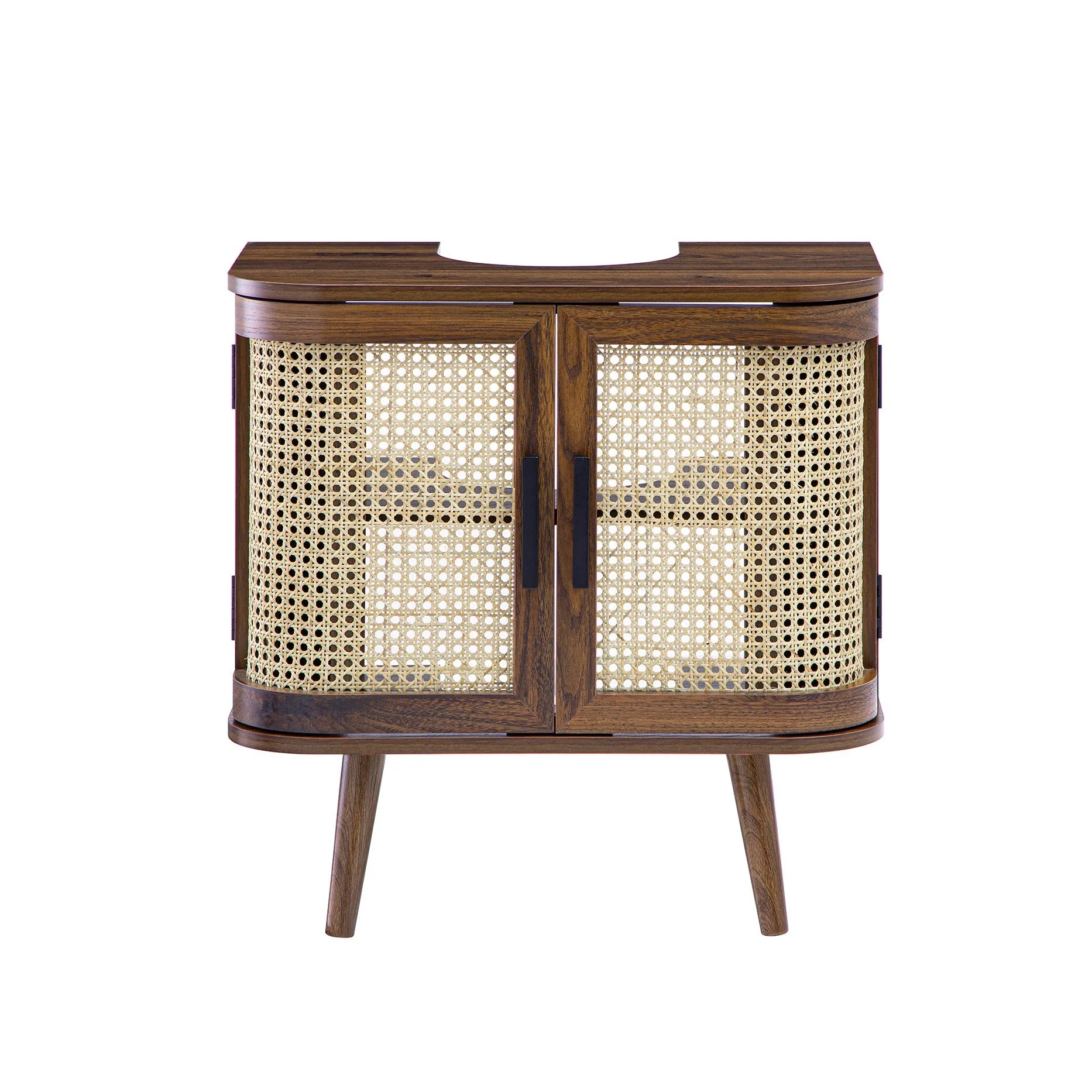 Izzy Curved Rattan Undersink Unit, Walnut - Image 7