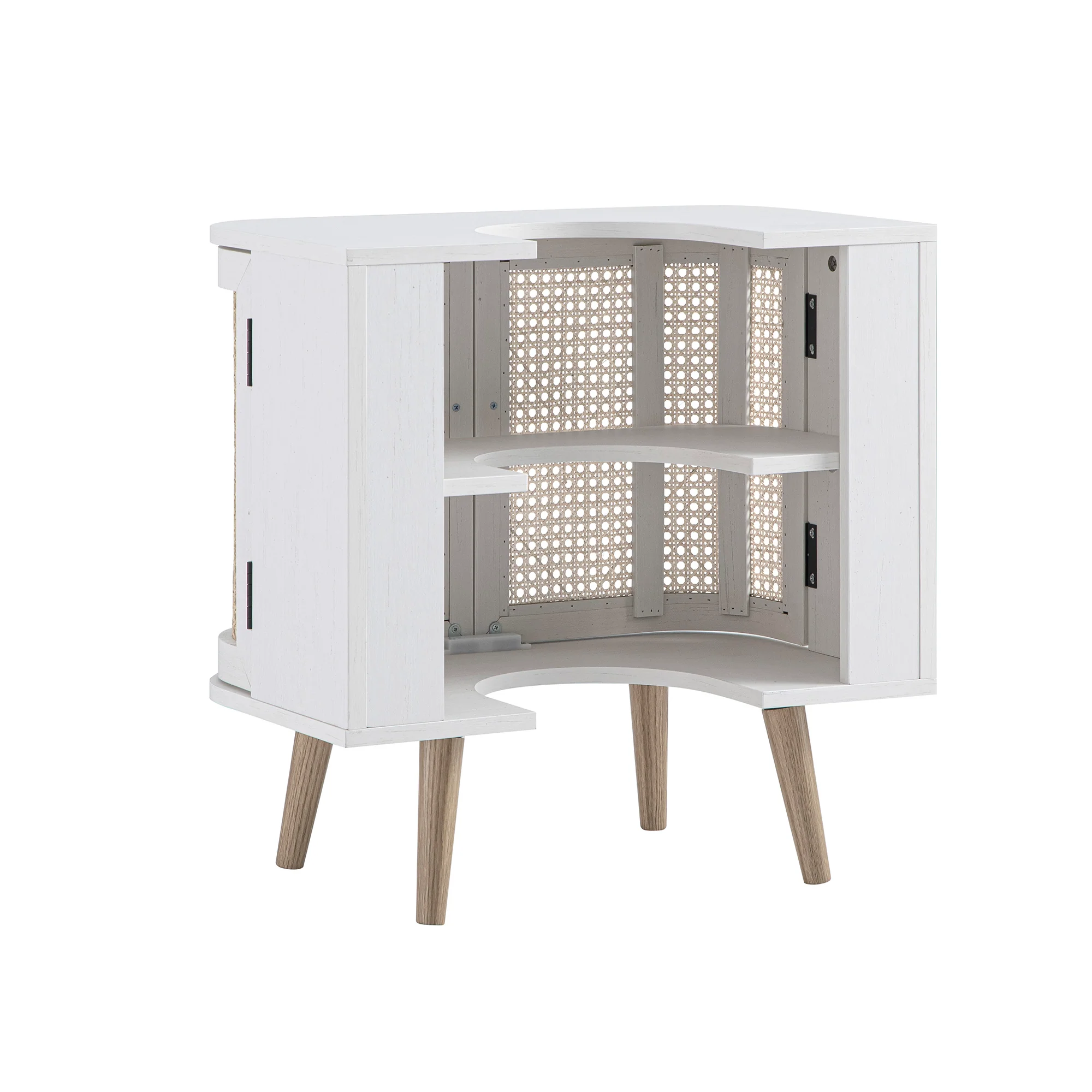 Izzy Curved Rattan Undersink Unit, White - Image 13