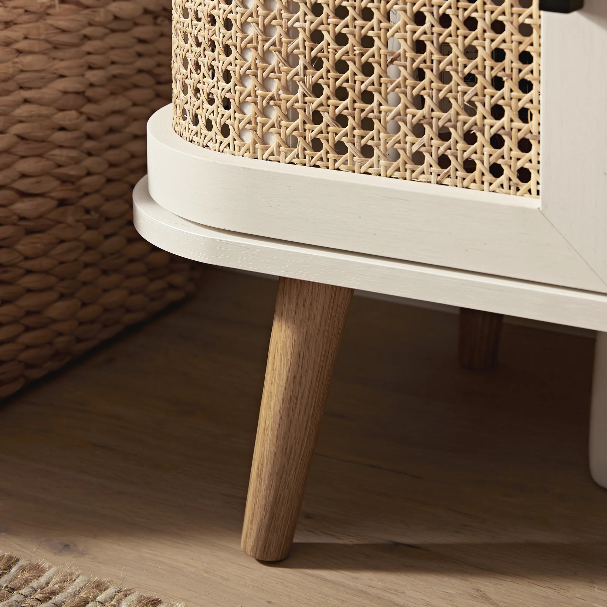 Izzy Curved Rattan Undersink Unit, White - Image 6