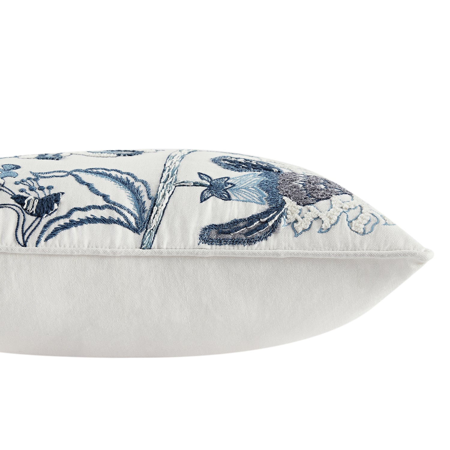 Jaipur Serenity Sky Blue Floral Embroidered Rectangular Cushion - Image 3