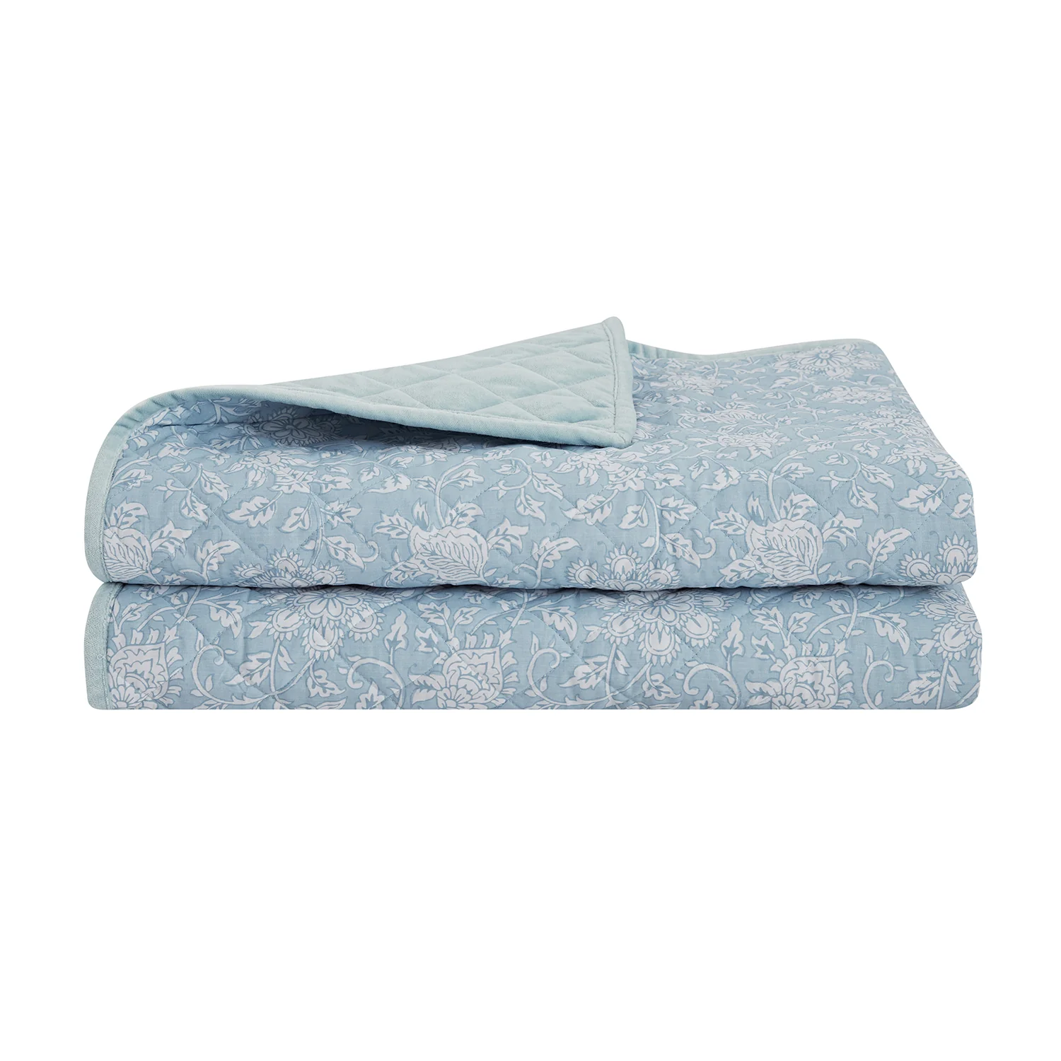 Jaipur Serenity Sky Blue Quilted Reversible Cotton Bedspread - Image 2
