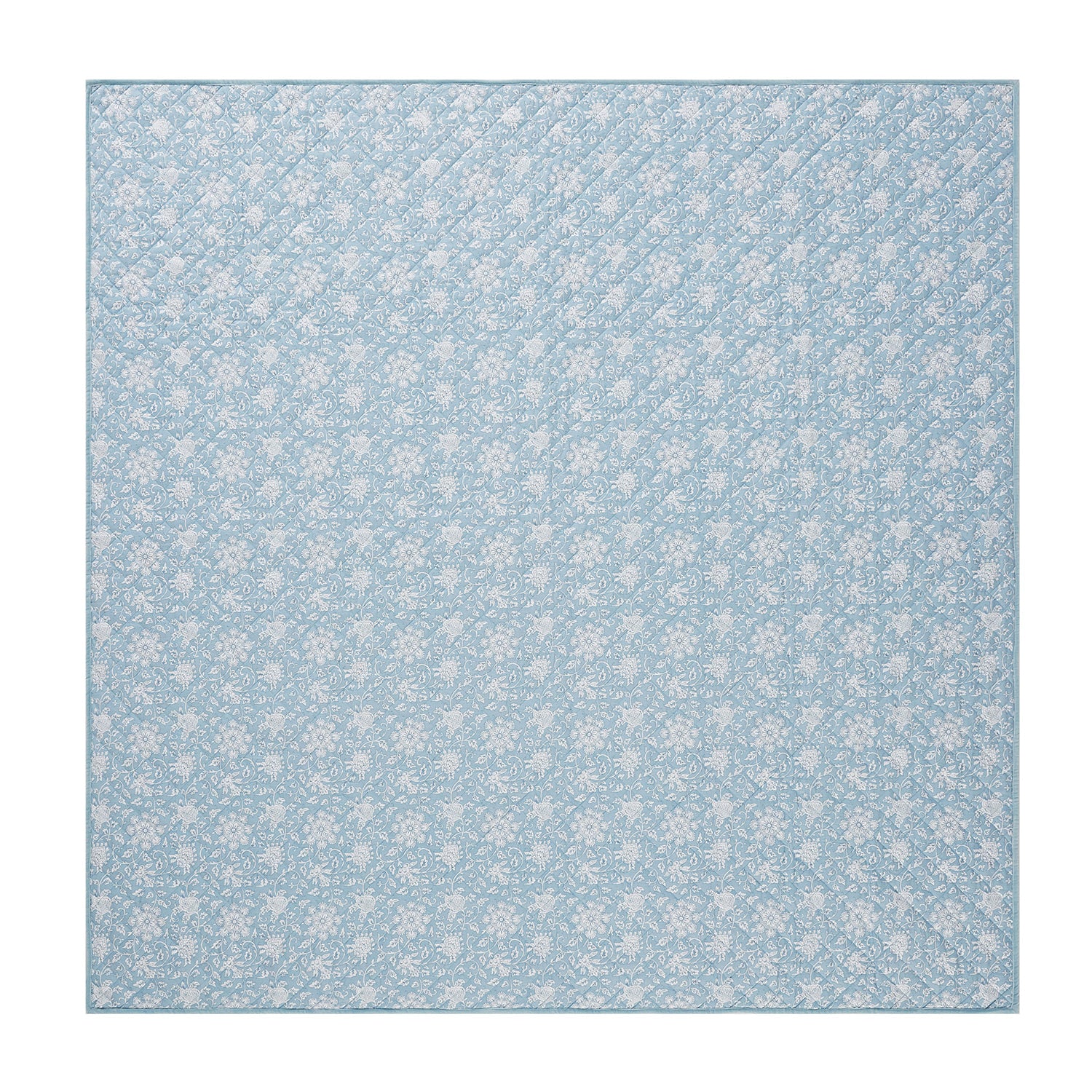 Jaipur Serenity Sky Blue Quilted Reversible Cotton Bedspread - Image 3
