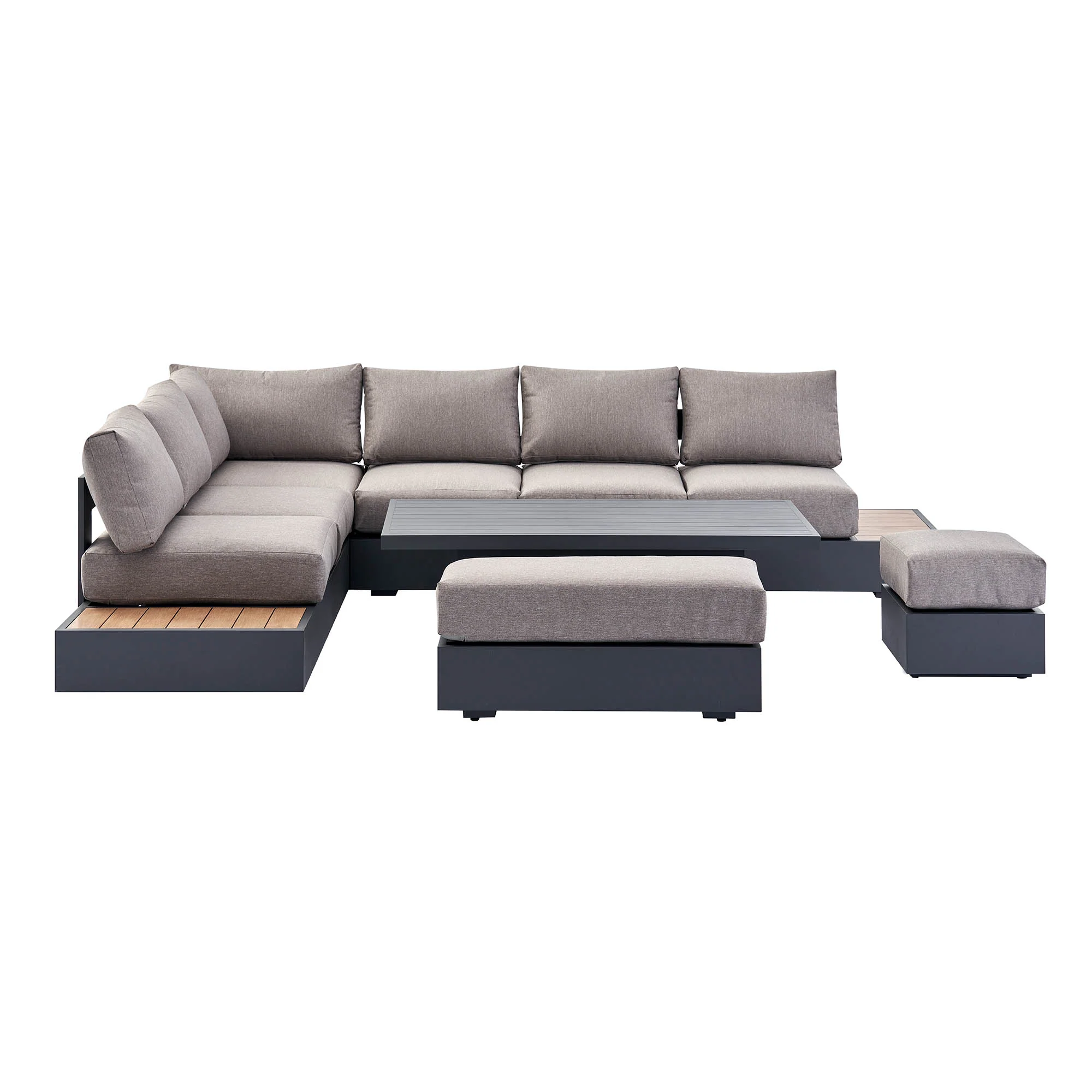Jardin Aluminium Large Corner Casual Dining Set with Rising Table, Granite - Image 13