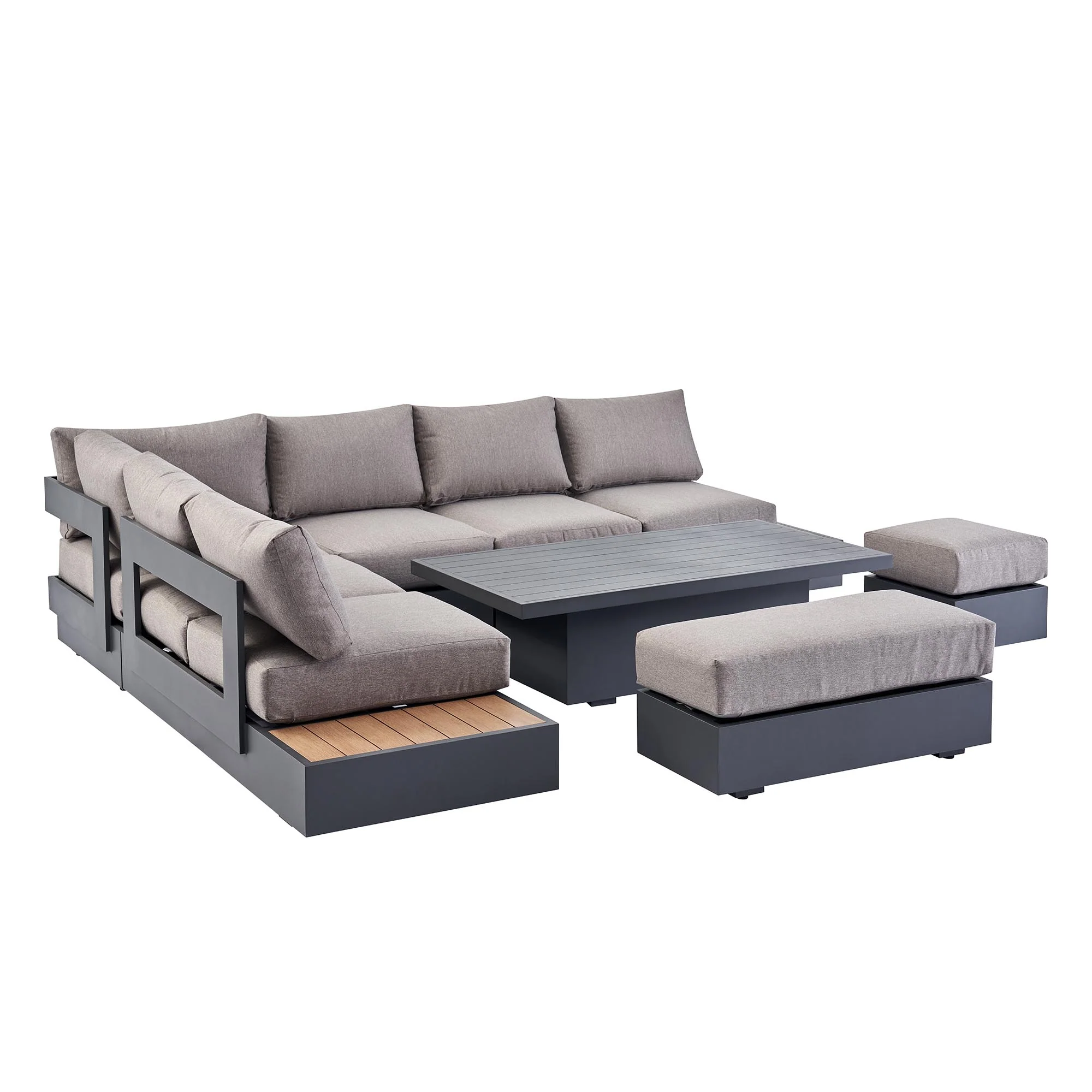 Jardin Aluminium Large Corner Casual Dining Set with Rising Table, Granite - Image 14