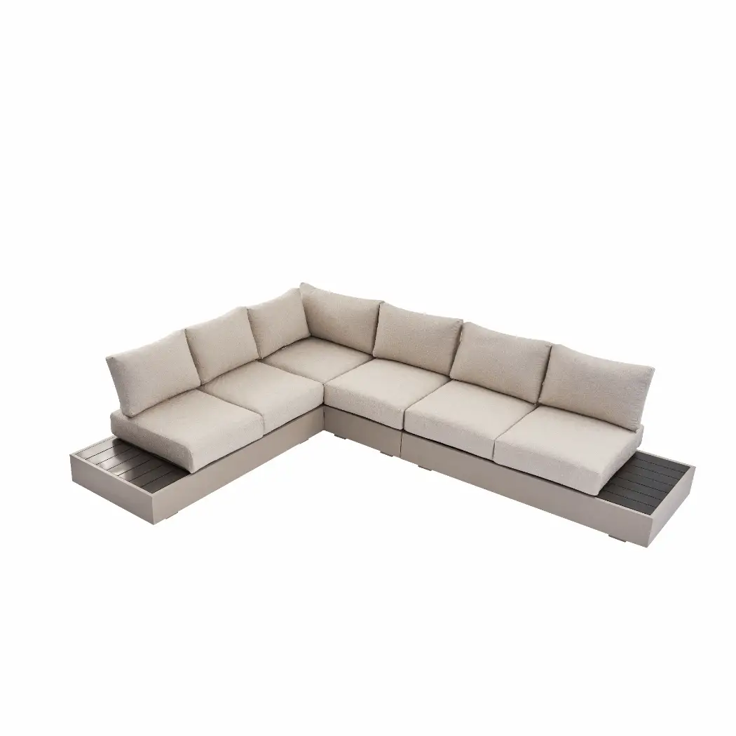 Jardin Aluminium Large Corner Casual Dining Set with Rising Table, Pumice - Image 10