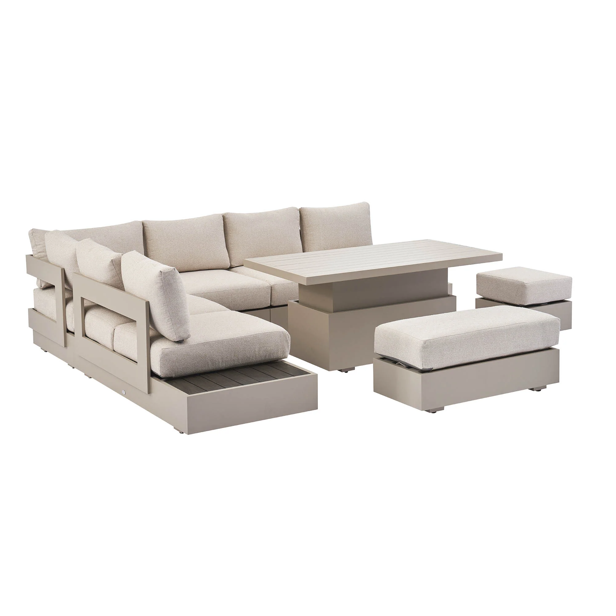 Jardin Aluminium Large Corner Casual Dining Set with Rising Table, Pumice - Image 11
