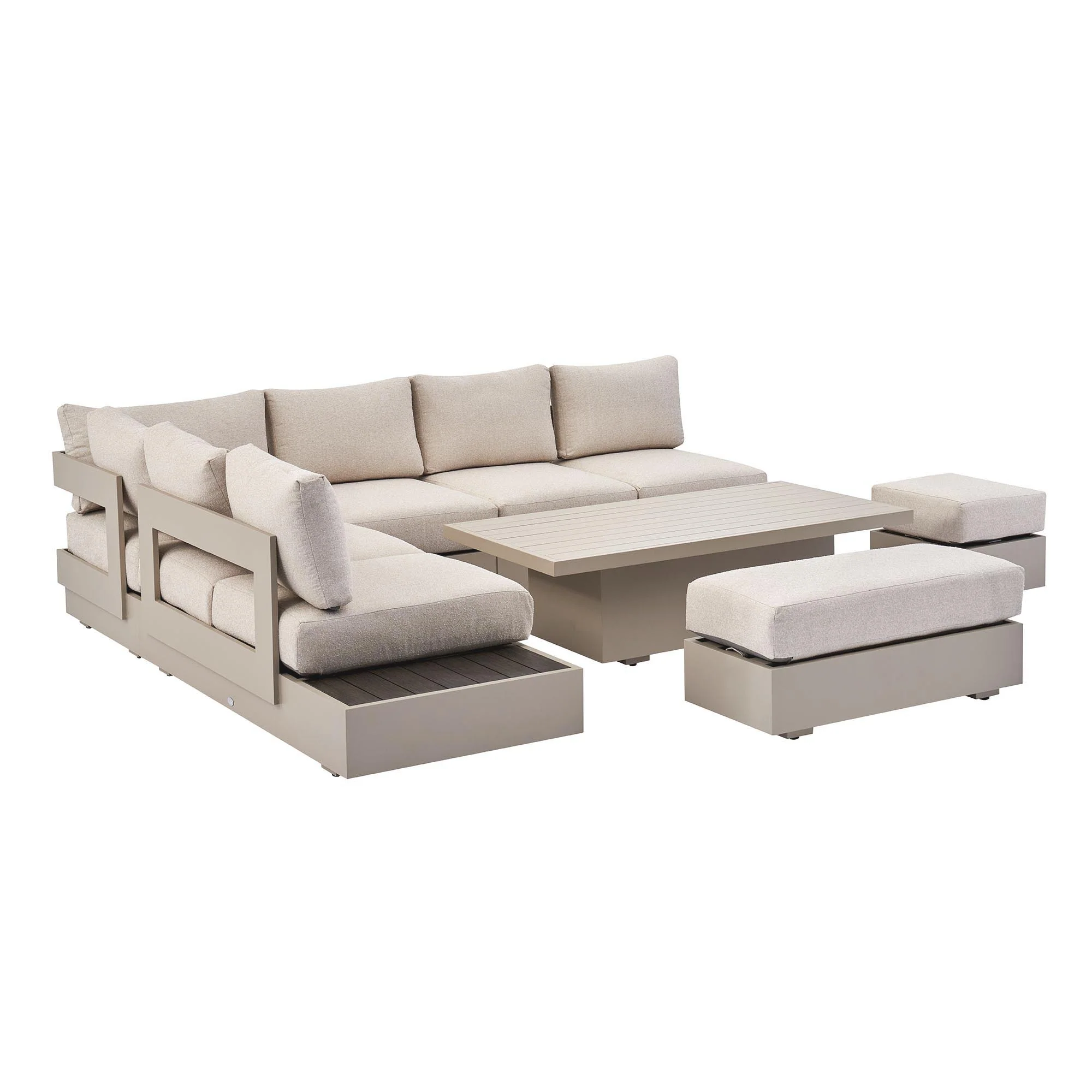Jardin Aluminium Large Corner Casual Dining Set with Rising Table, Pumice - Image 12