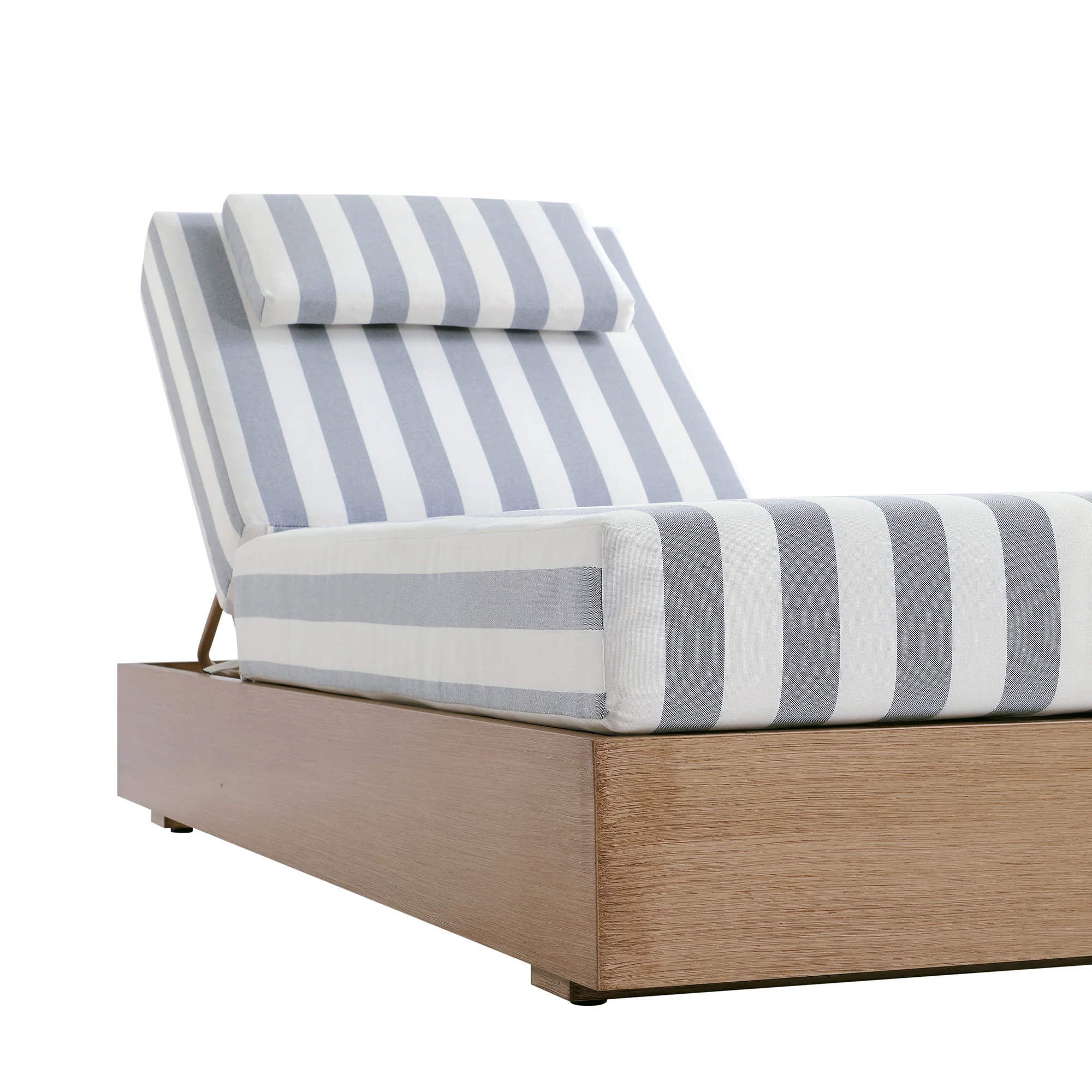 Jardin Aluminium Outdoor Sun Lounger, Natural with Blue Stripes - Image 13