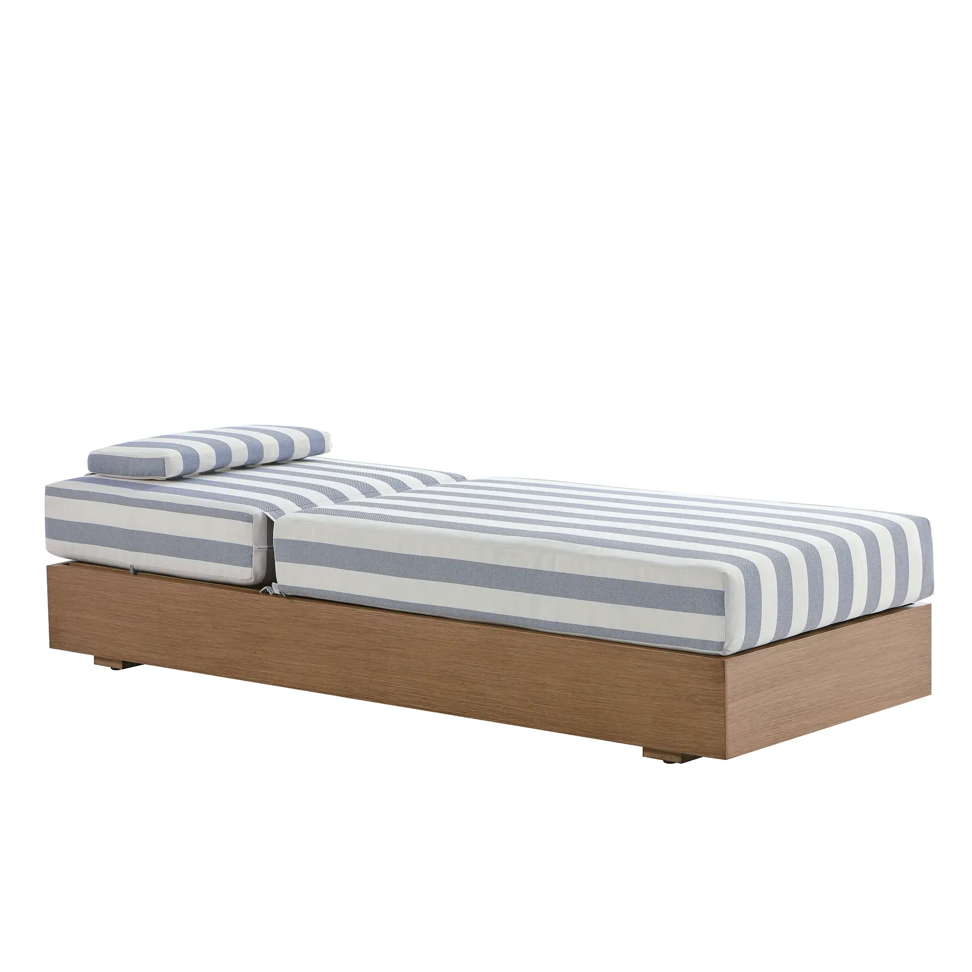 Jardin Aluminium Outdoor Sun Lounger, Natural with Blue Stripes - Image 6