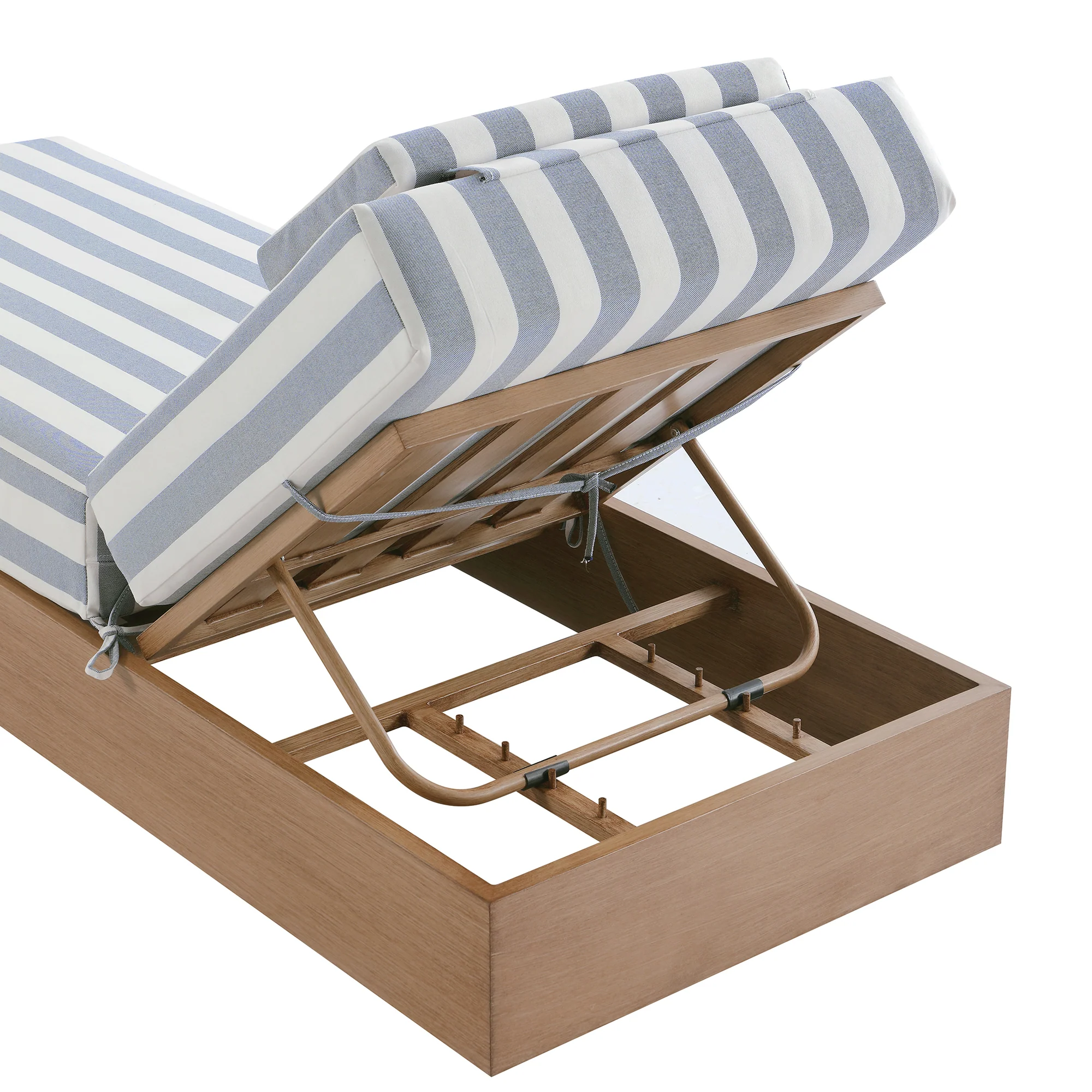 Jardin Aluminium Outdoor Sun Lounger Set, Natural with Blue Stripes - Image 12