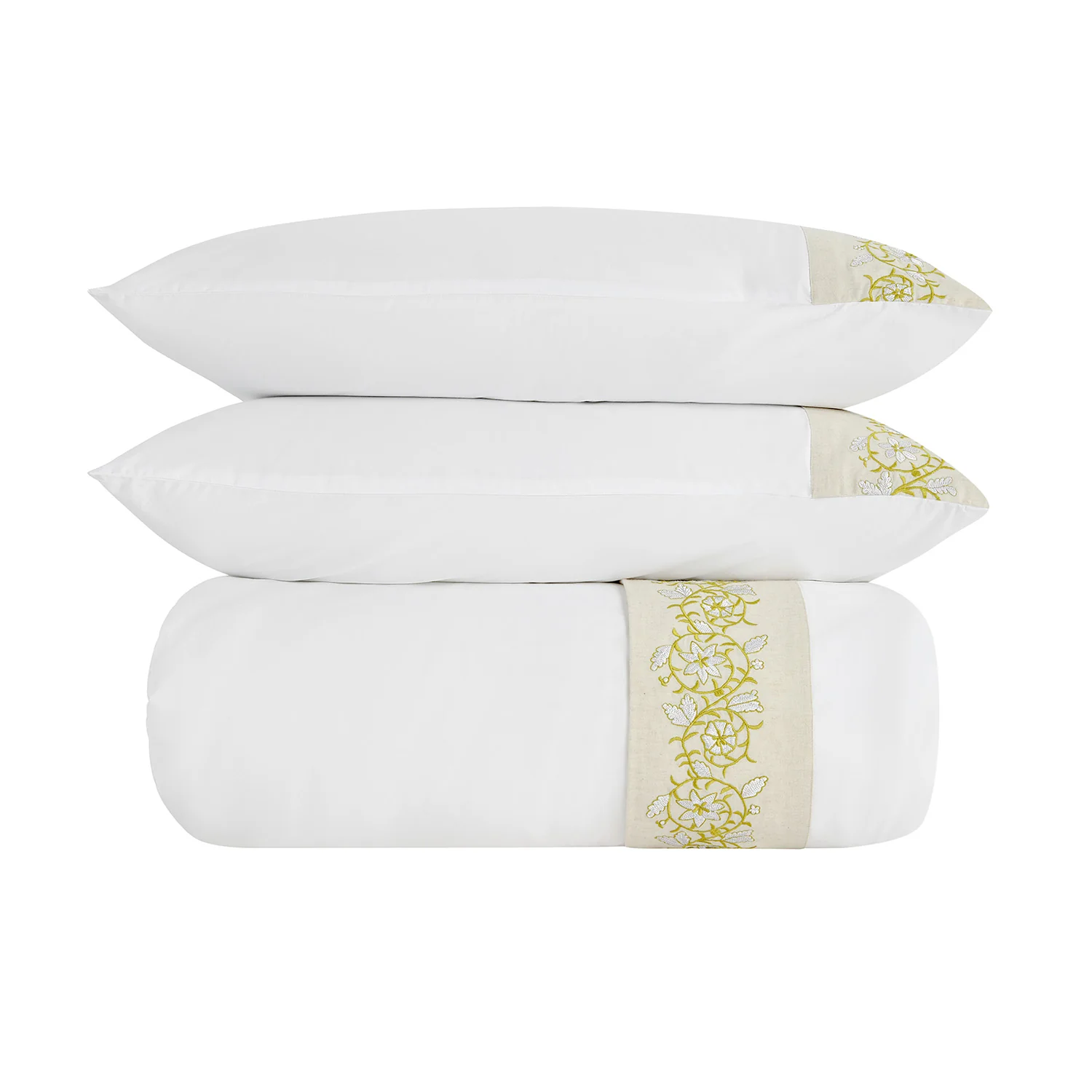 Jasmina White Floral Embroidered 300 Thread Count Cotton Percale Duvet Set - Image 2
