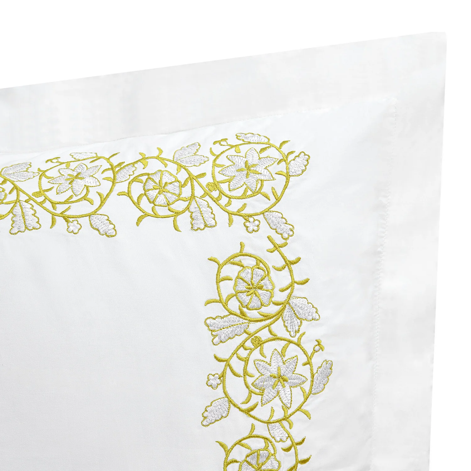 Jasmina White Floral Embroidered 300 Thread Count Cotton Percale King Size Oxford Pillowcases - Pair - Image 3