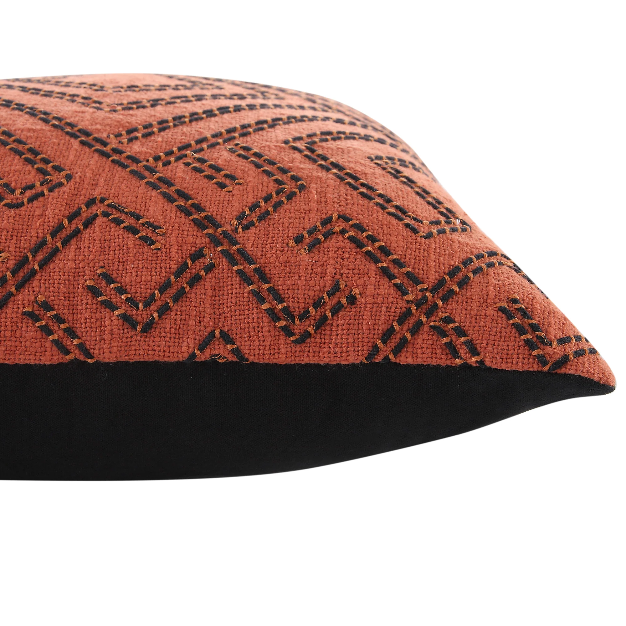 Javari Burnt Terracotta Cord Stitched Cushion - Image 2