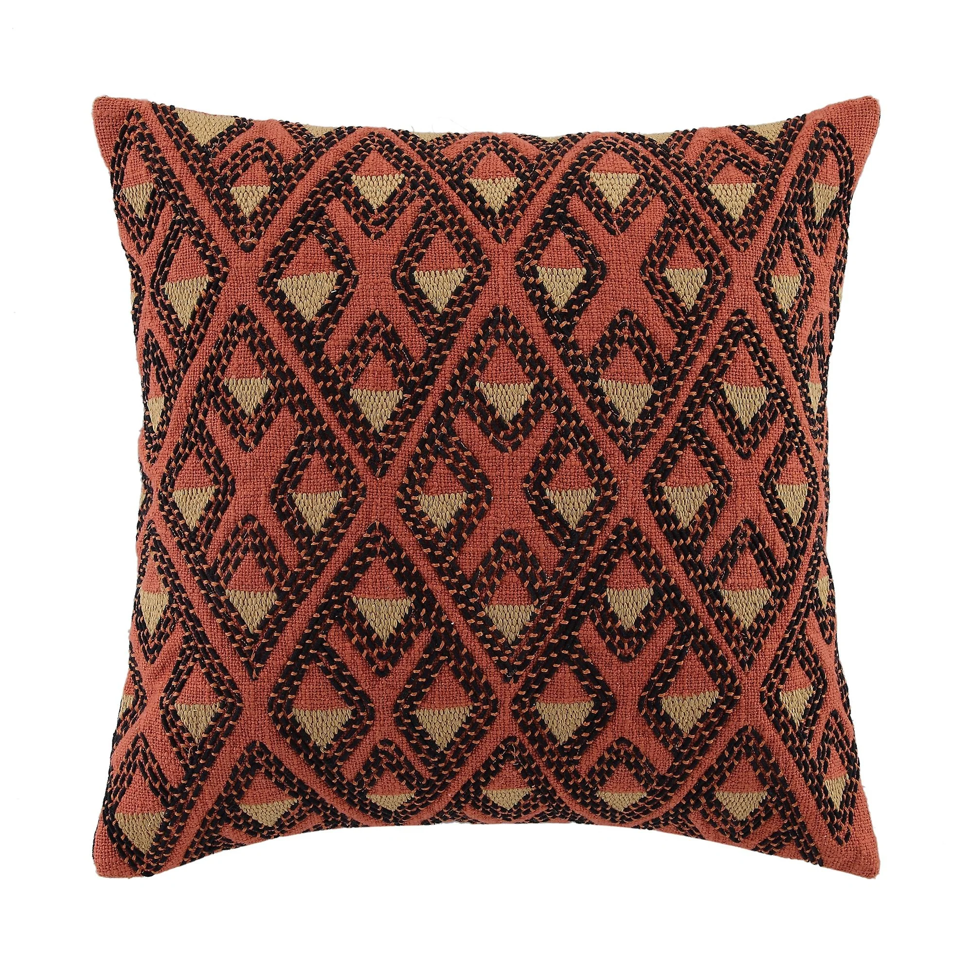 Javari Burnt Terracotta Stitched Cushion - Image 3