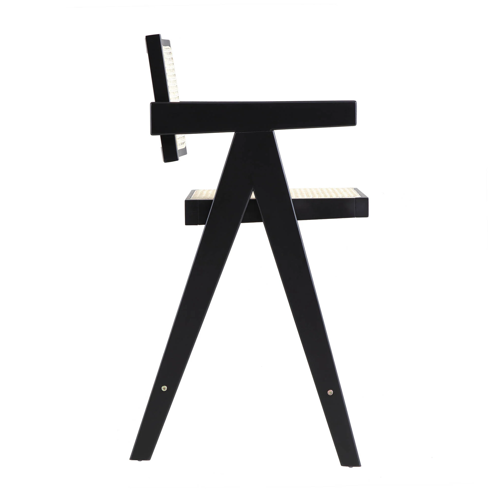 Jeanne Black Colour Cane Rattan Solid Beech Wood Counter Stool - Image 7