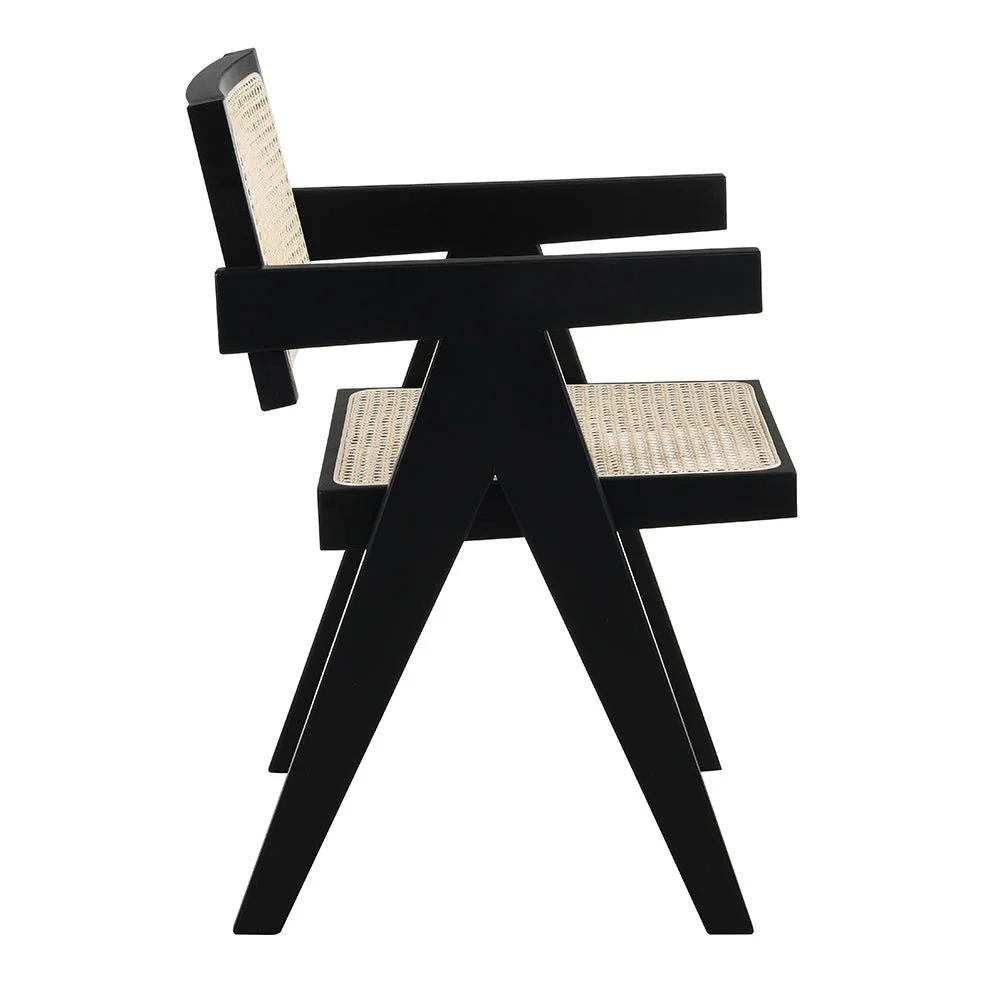 Jeanne Black Colour Cane Rattan Solid Beech Wood Dining Chair - Image 6