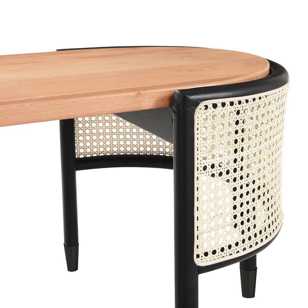 Jeanne Cane Rattan Solid Wood Oval Coffee Table - Image 7