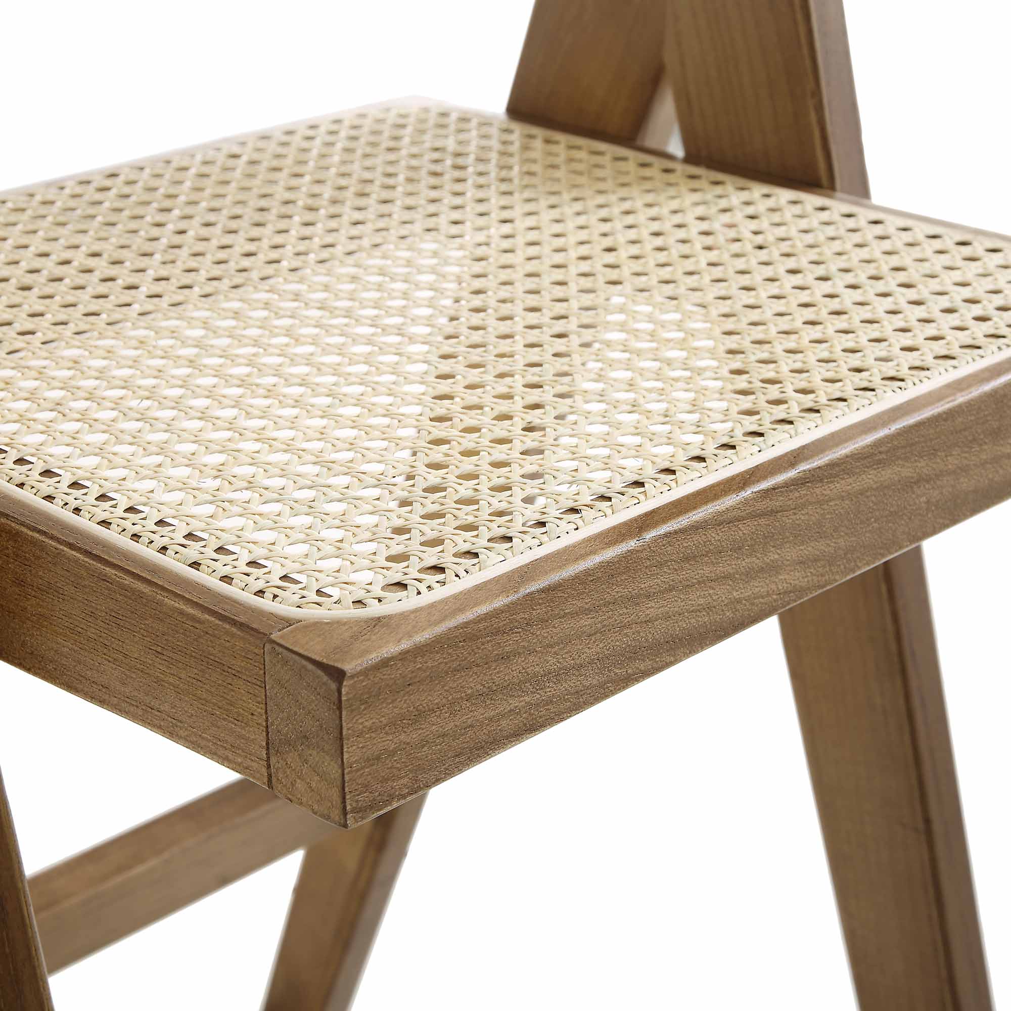 Jeanne Light Walnut Cane Rattan Solid Beech Wood Counter Stool - Image 10