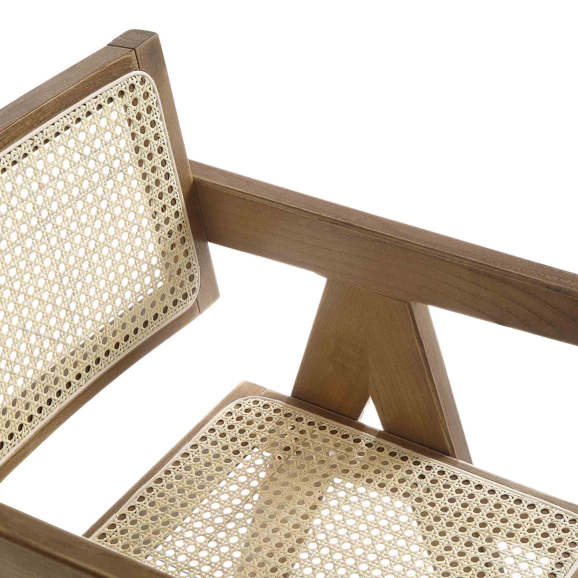 Jeanne Light Walnut Cane Rattan Solid Beech Wood Counter Stool - Image 9