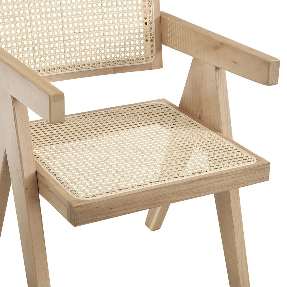 Jeanne Natural Colour Cane Rattan Solid Beech Wood Dining Chair - Image 9