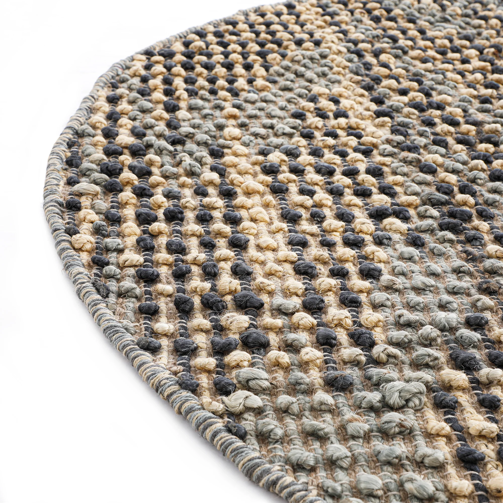 Kansas Bobble Grey Hemp & Cotton Handwoven Round Rug - Image 4