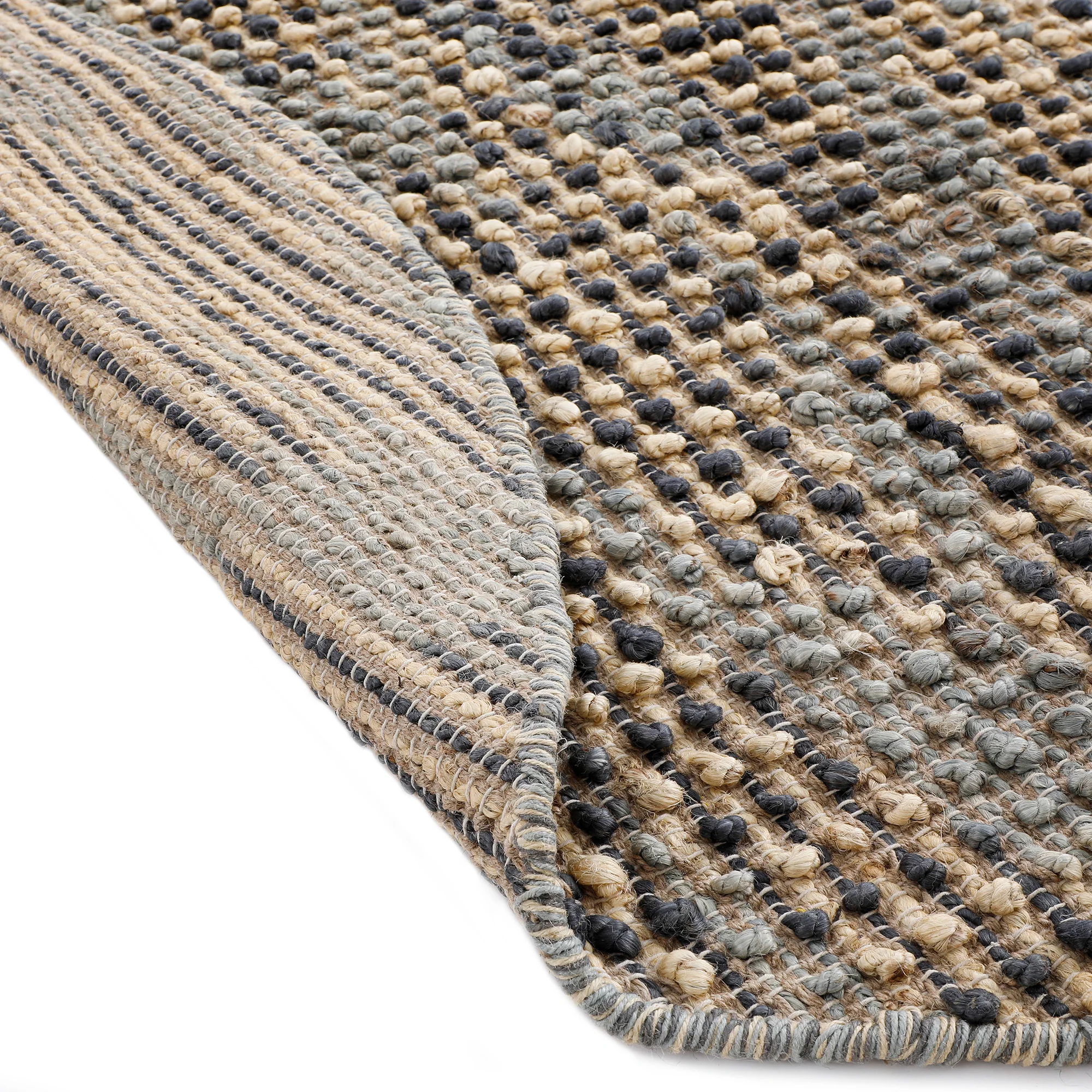 Kansas Bobble Grey Hemp & Cotton Handwoven Round Rug - Image 6