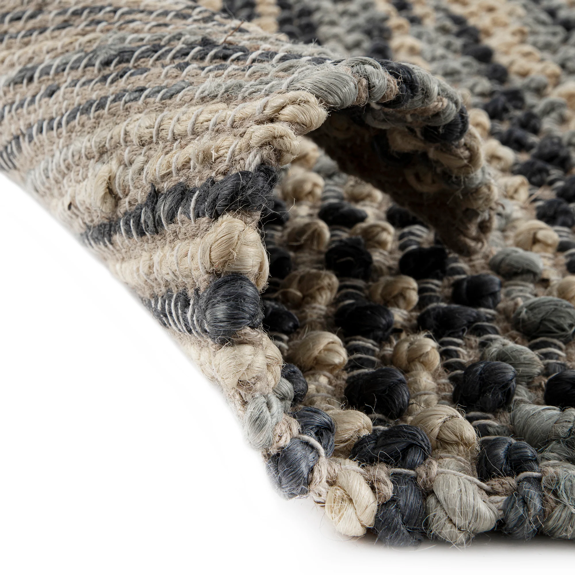Kansas Bobble Grey Hemp & Cotton Handwoven Rug - Image 7