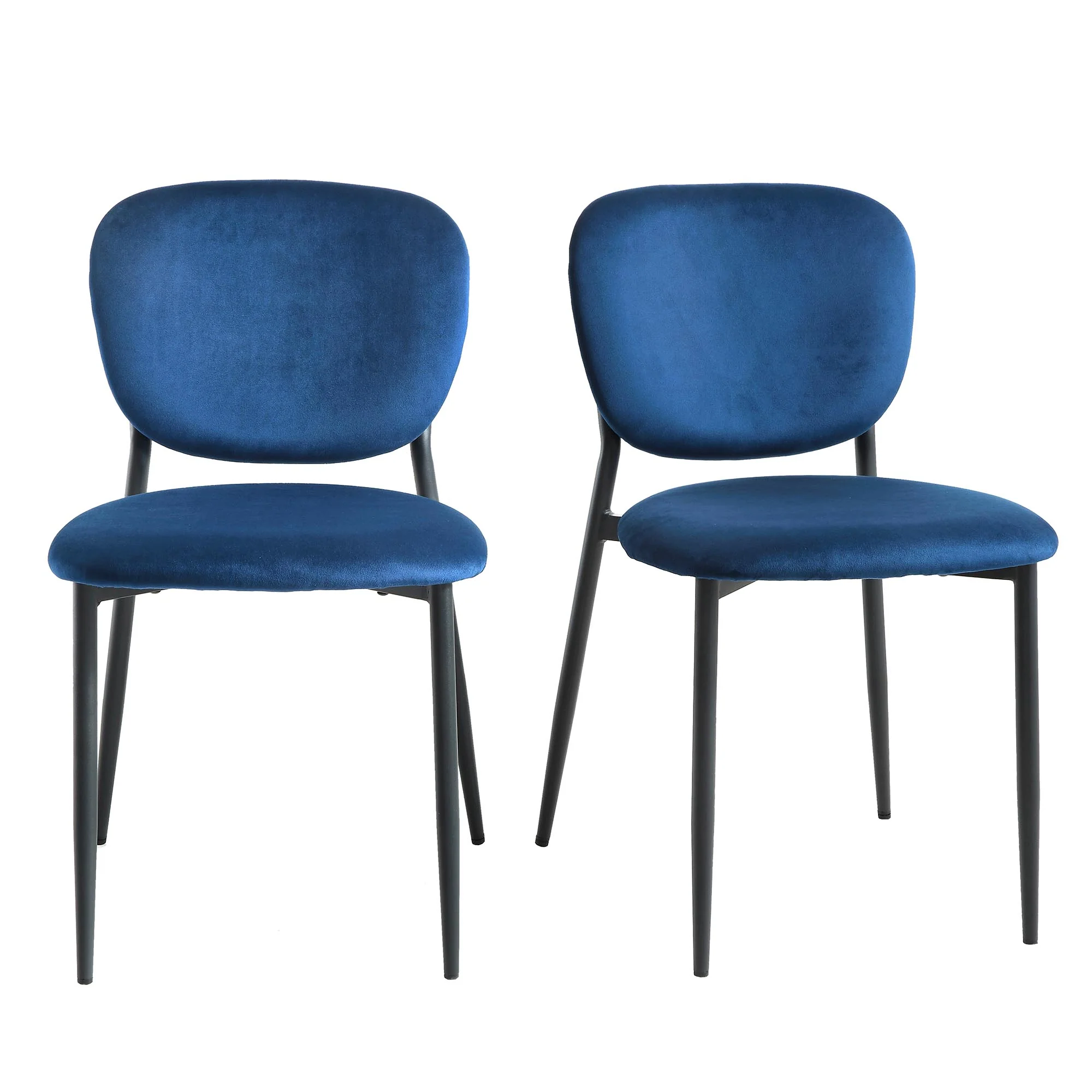 Kelmarsh Set of 2 Navy Blue Velvet Upholstered Dining Chairs - Image 3