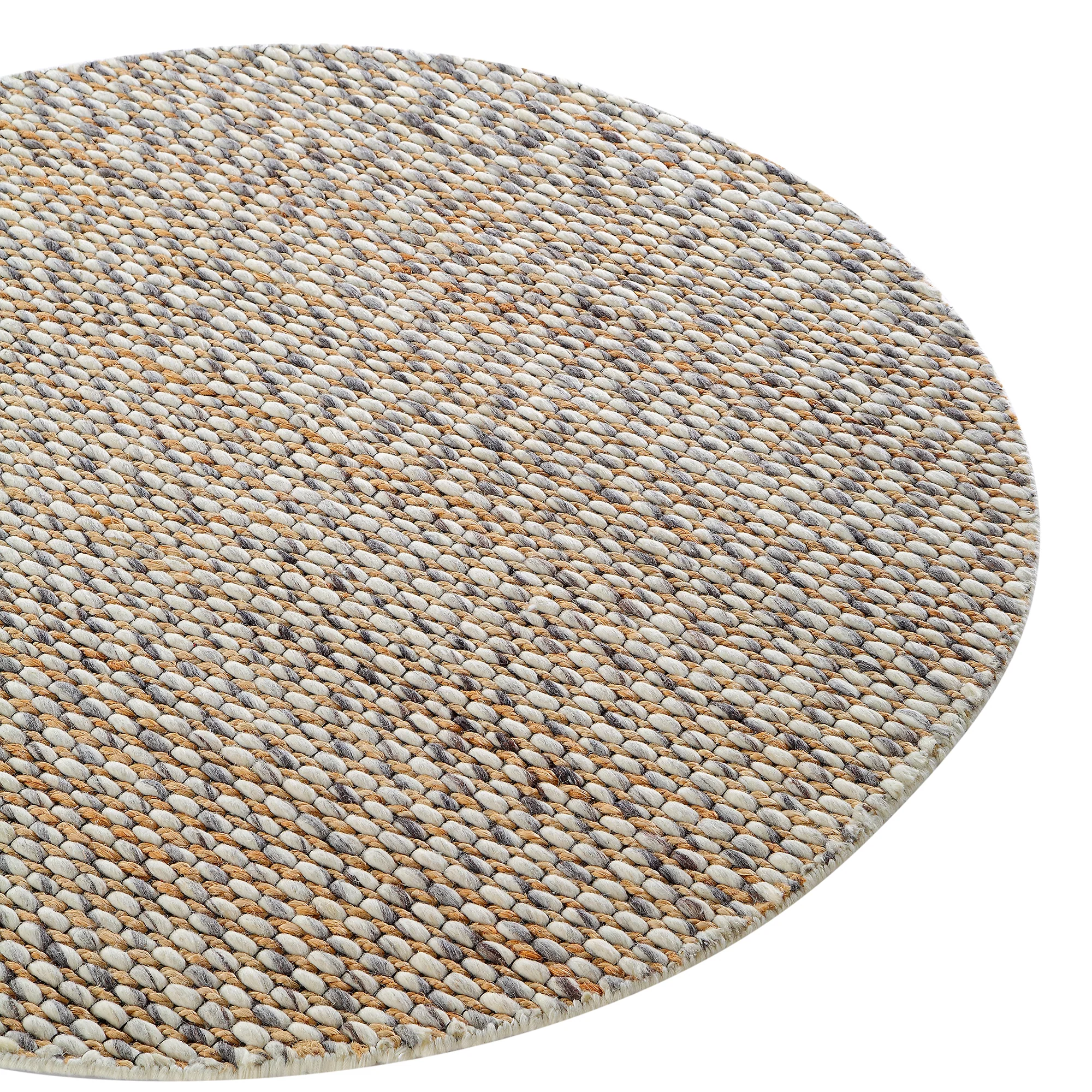 Kerala Variegated Wool and Jute Hand Braided Round Rug - Image 3