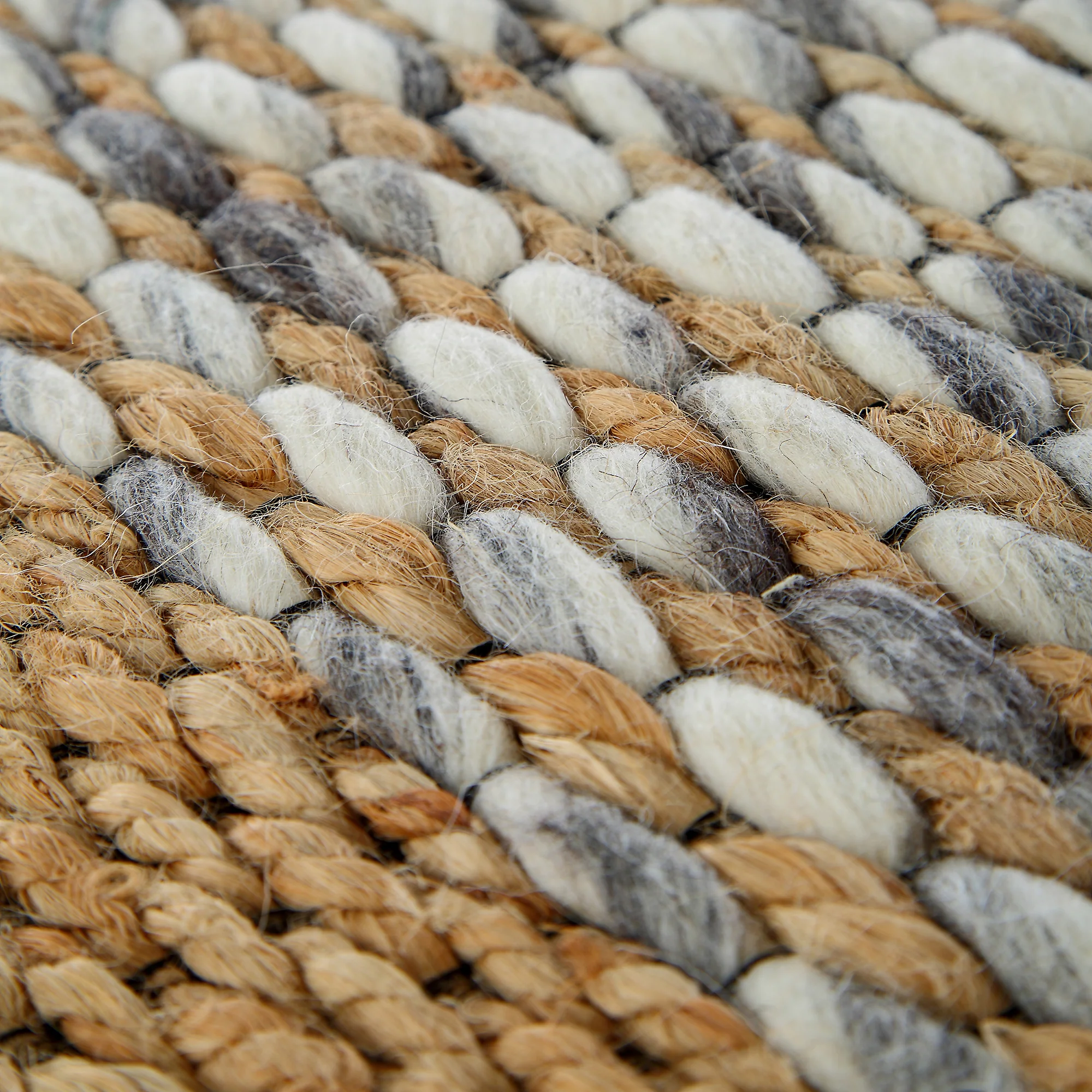 Kerala Variegated Wool and Jute Hand Braided Rug - Image 7
