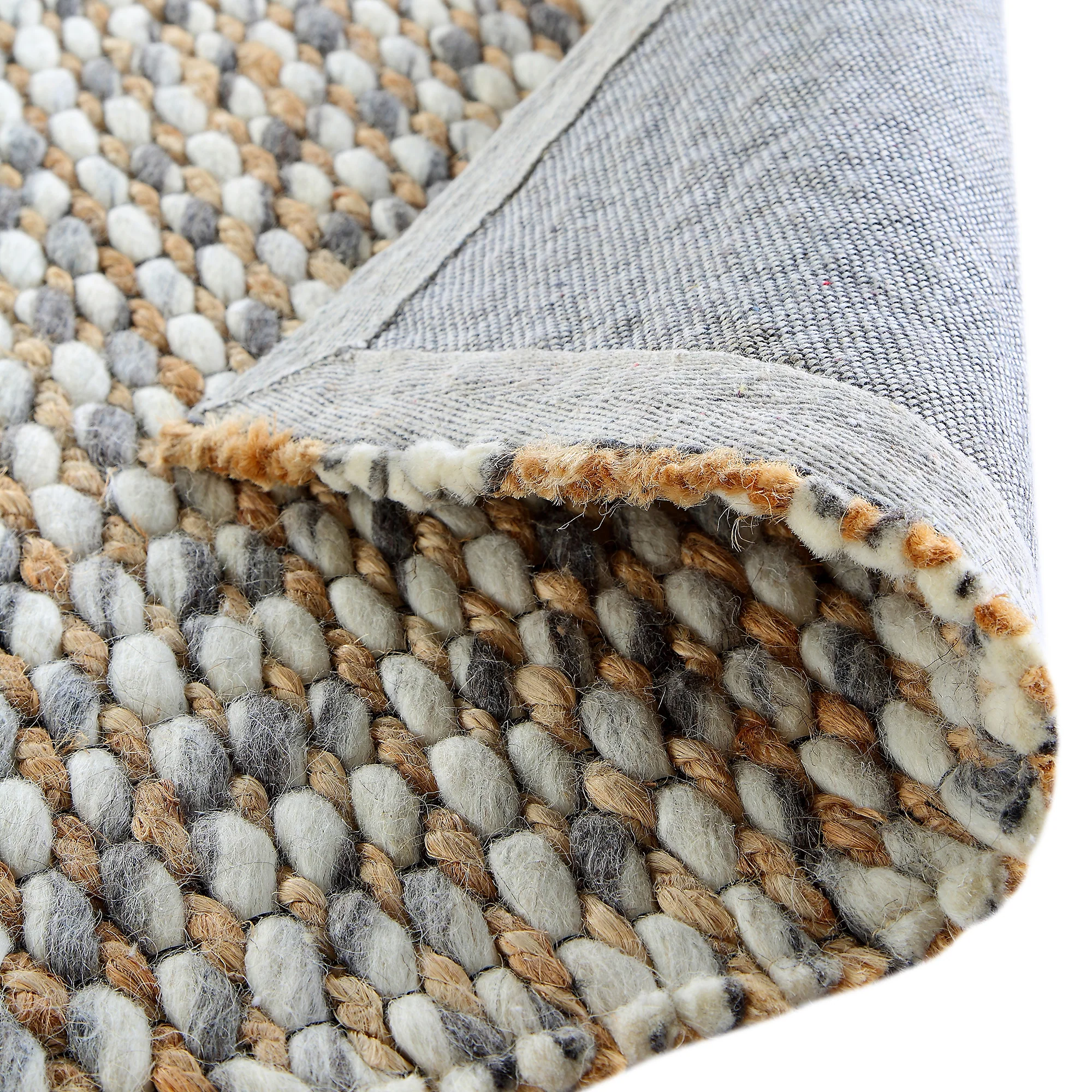 Kerala Variegated Wool and Jute Hand Braided Rug - Image 9