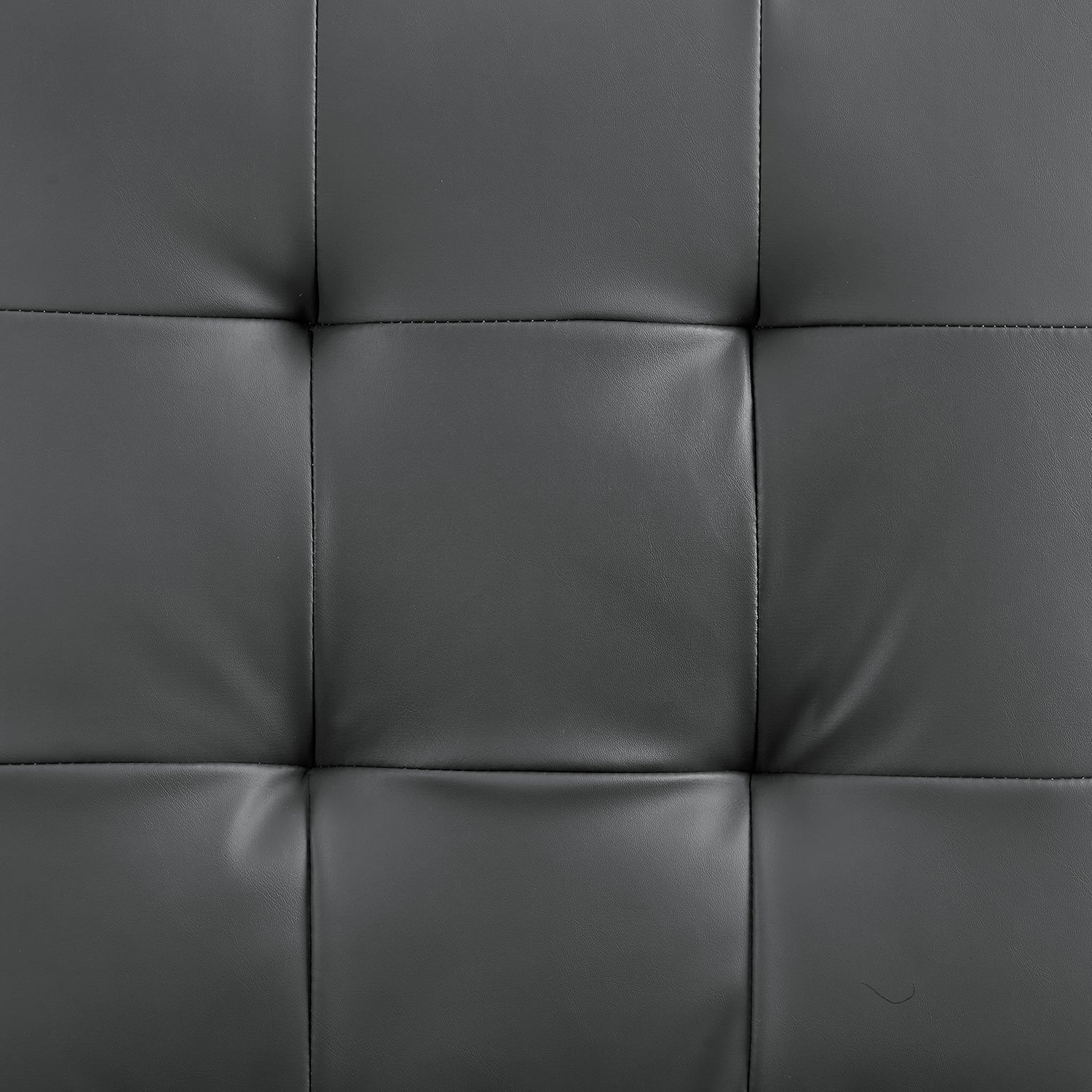 Keyston Set of 2 Dark Grey PU Leather Upholstered Dining Chairs with Chrome Legs - Image 9