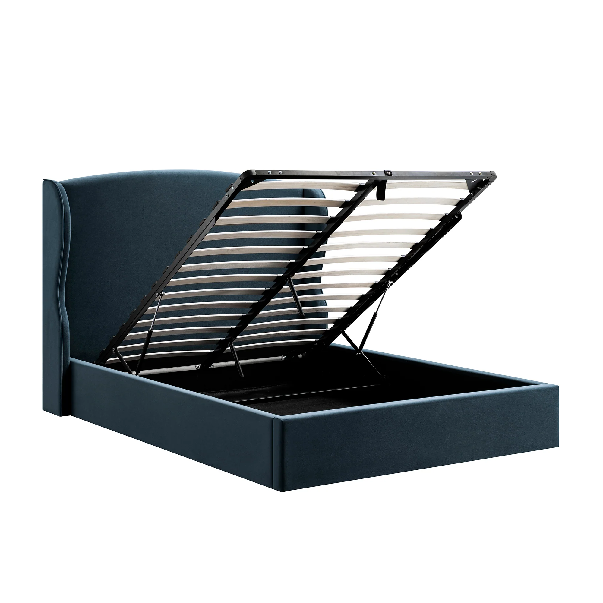 Kimberly Winged Upholstered Storage Bed, Aegean Blue Velvet - Image 11