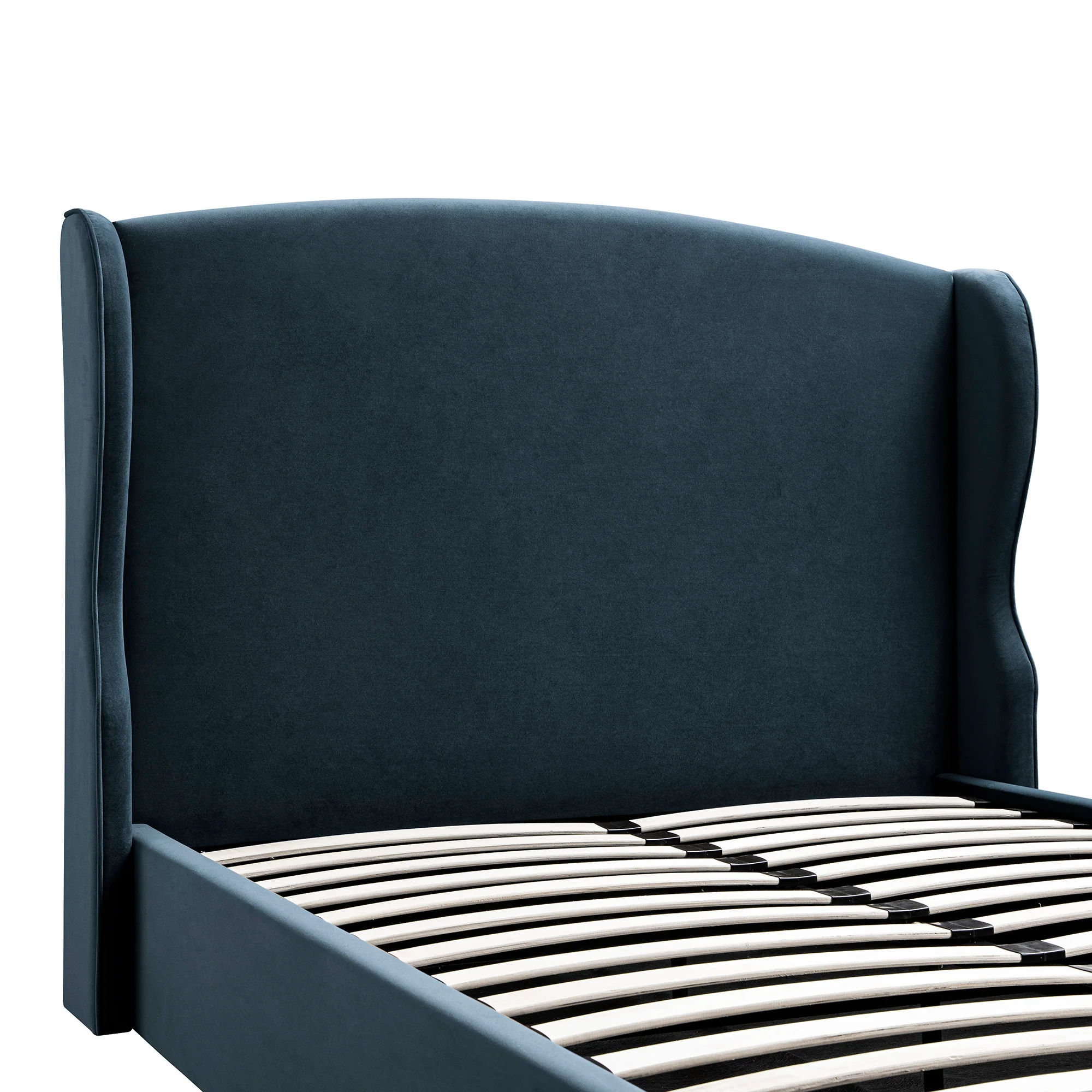 Kimberly Winged Upholstered Storage Bed, Aegean Blue Velvet - Image 15