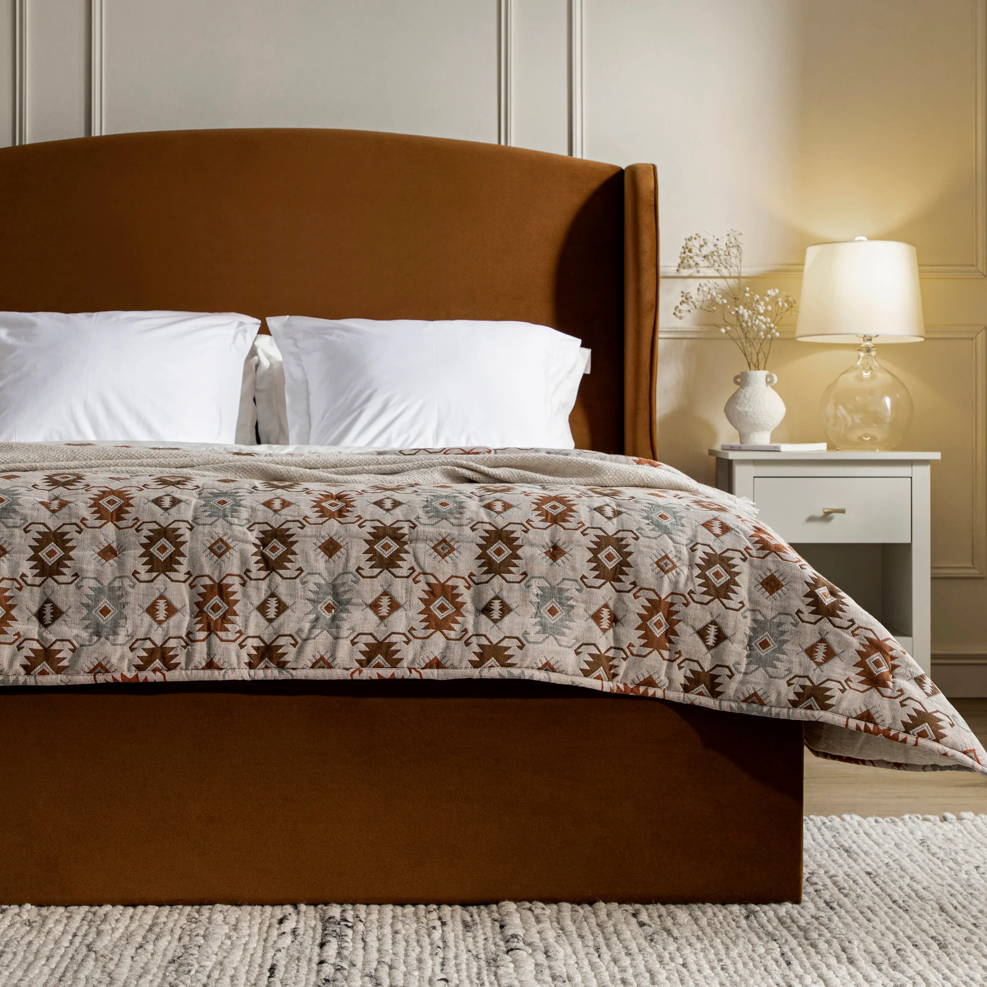 Kimberly Winged Upholstered Storage Bed, Cinnamon Velvet - Image 4