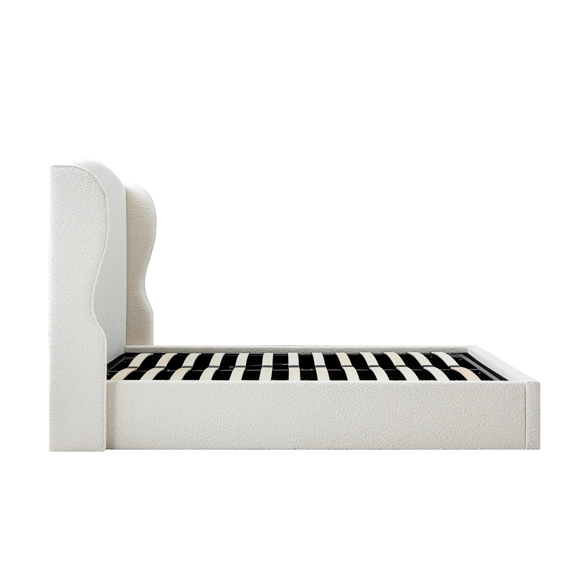 Kimberly Winged Upholstered Storage Bed, Ecru Boucle - Image 12