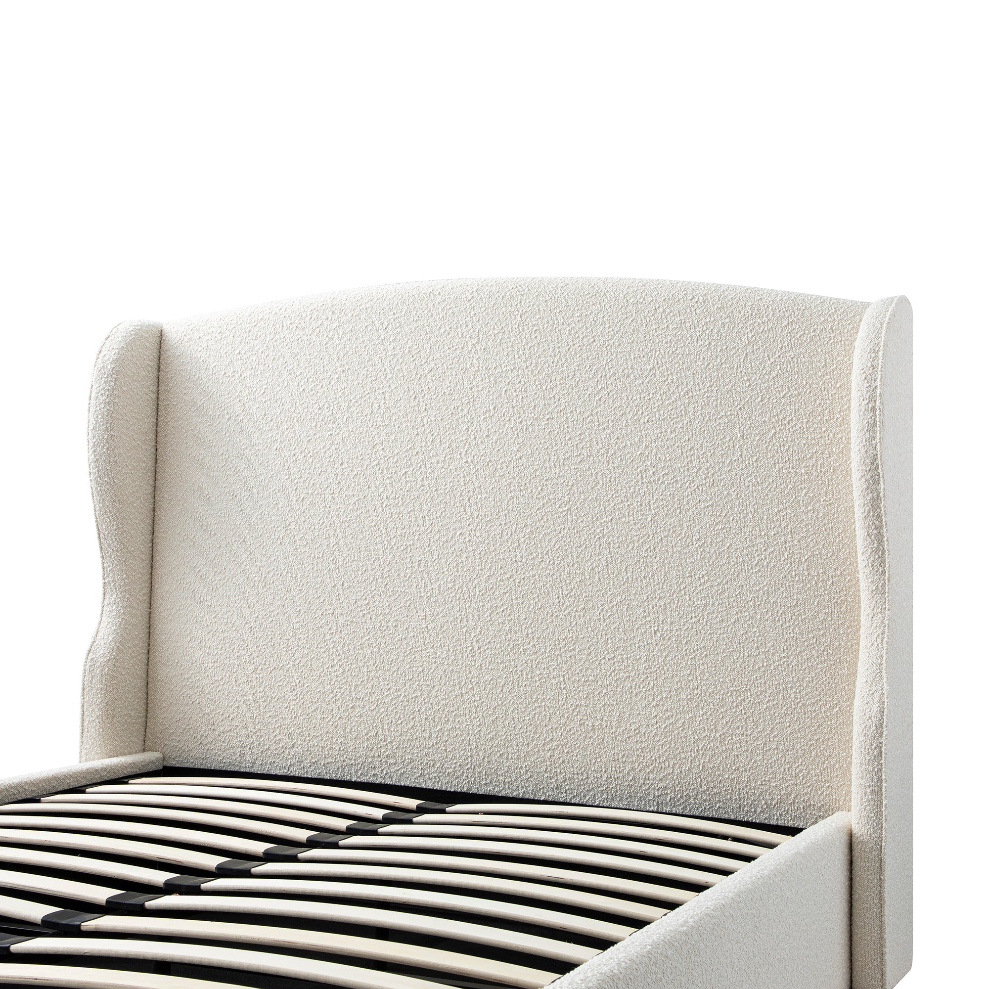 Kimberly Winged Upholstered Storage Bed, Ecru Boucle - Image 14