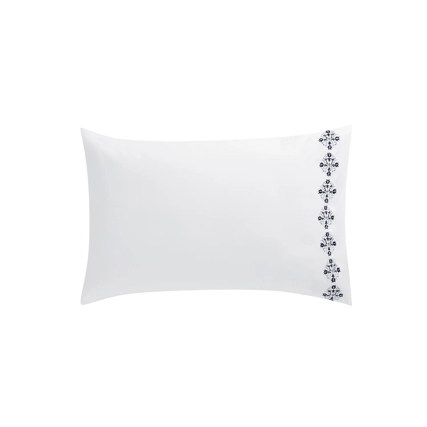 Kingsbury Navy & Powder Blue Heritage Embroidered 600 Thread Count Cotton Sateen Regular Pillowcases - Pair - Image 2