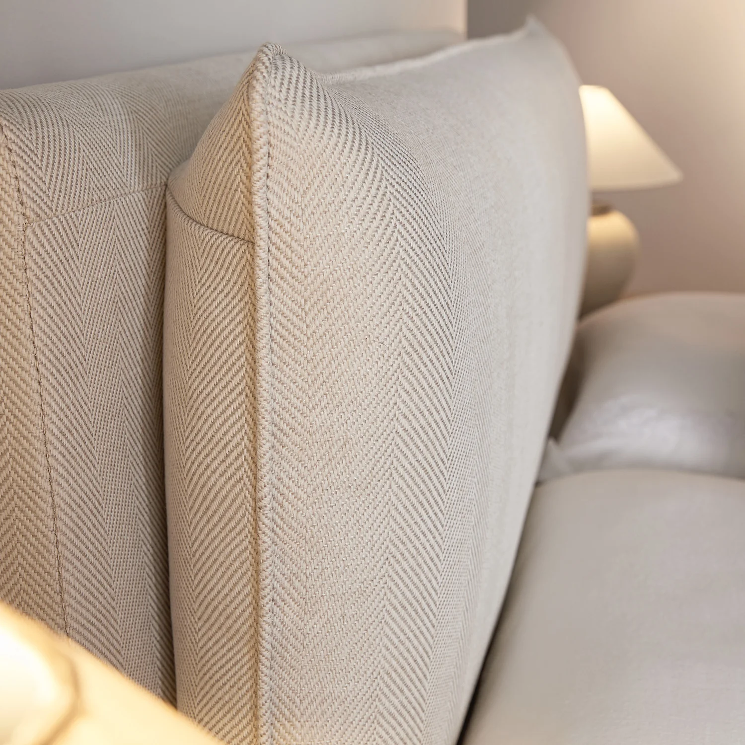Kricia Upholstered Storage Bed with Pillow Headboard, Oatmeal Chevron - Image 7