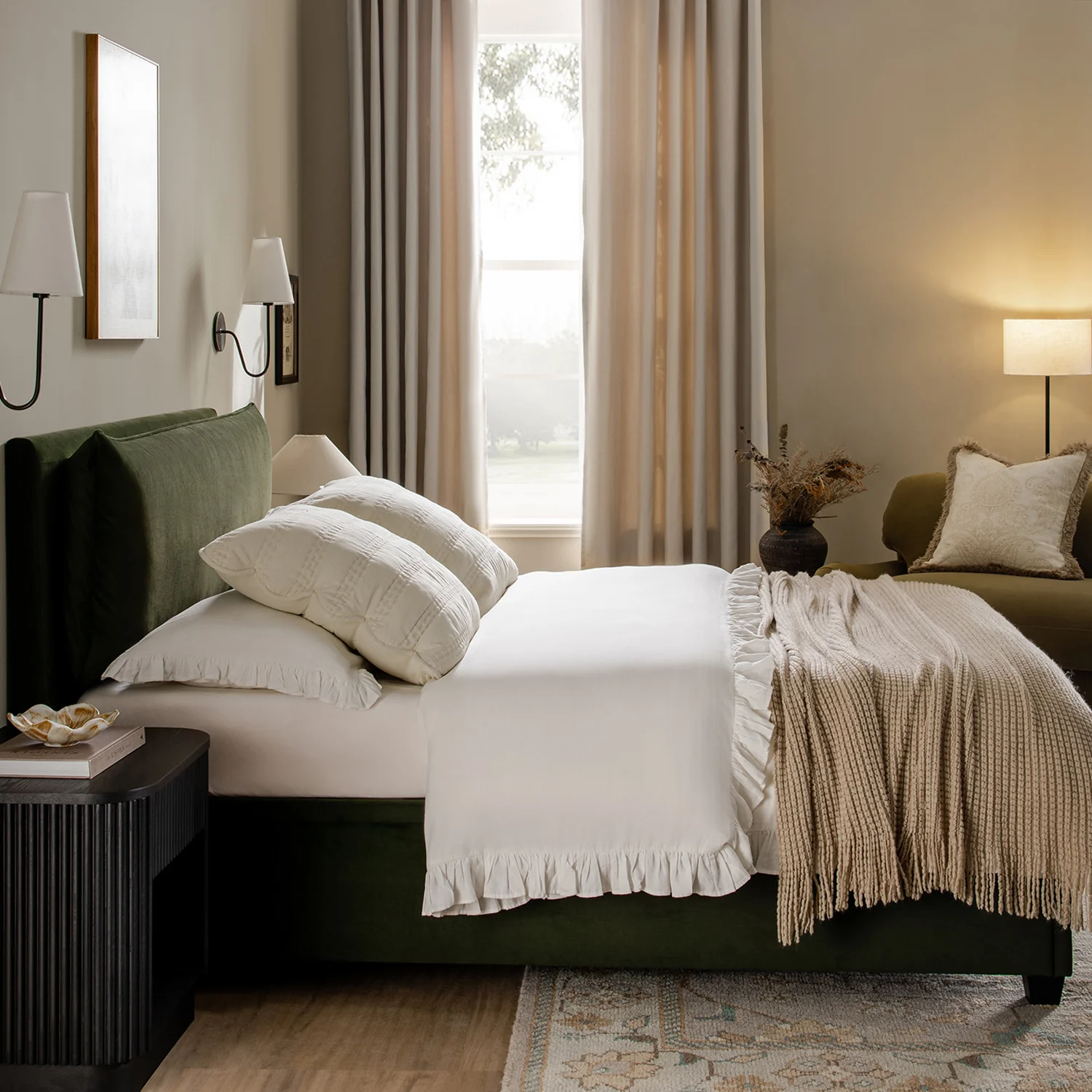 Kricia Upholstered Storage Bed with Pillow Headboard, Moss Green Velvet - Image 3