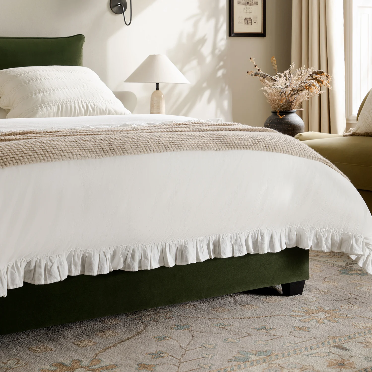 Kricia Upholstered Storage Bed with Pillow Headboard, Moss Green Velvet - Image 8