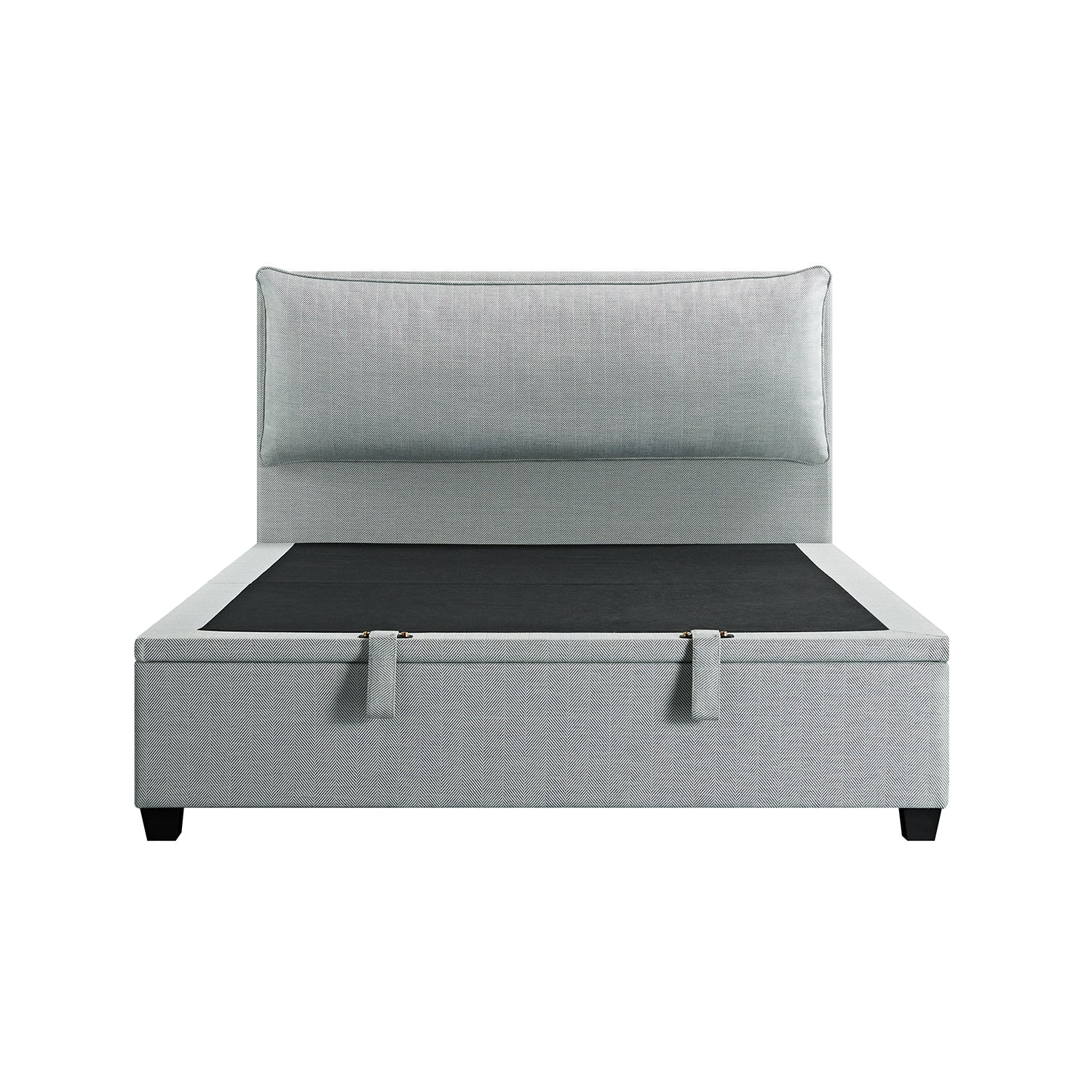 Kricia Upholstered Storage Bed with Pillow Headboard, Slate Blue Chevron - Image 11