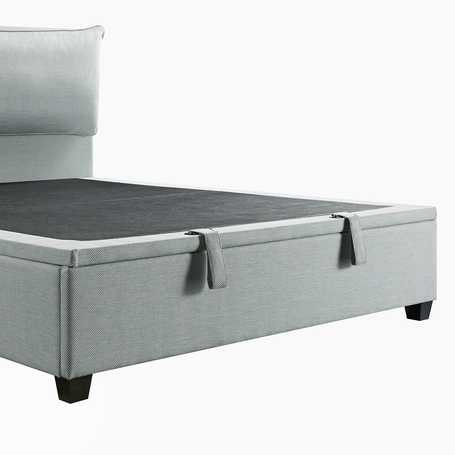 Kricia Upholstered Storage Bed with Pillow Headboard, Slate Blue Chevron - Image 17