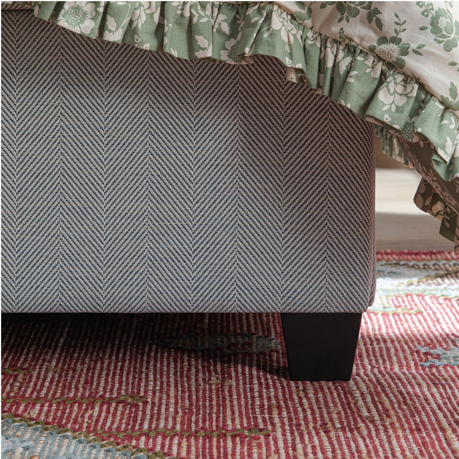 Kricia Upholstered Storage Bed with Pillow Headboard, Slate Blue Chevron - Image 9