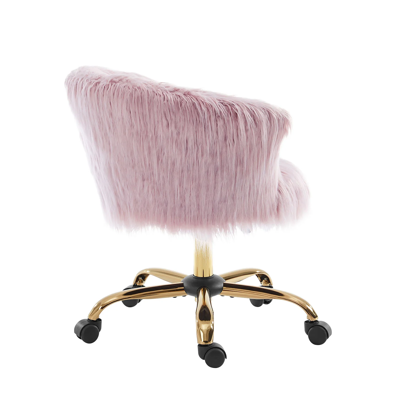 Kylie Plush Shaggy Faux Fur Swivel Chair, Pink - Image 5