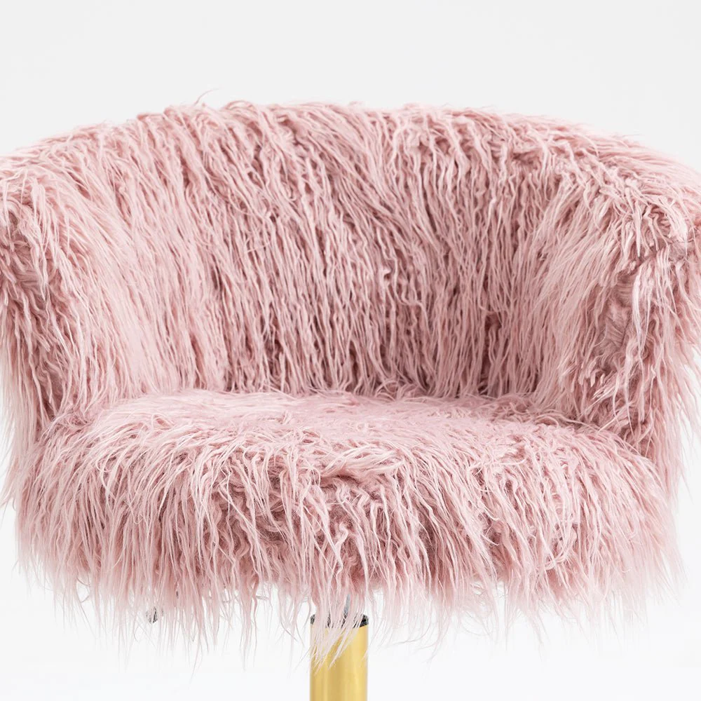 Kylie Plush Shaggy Faux Fur Swivel Chair, Pink - Image 7